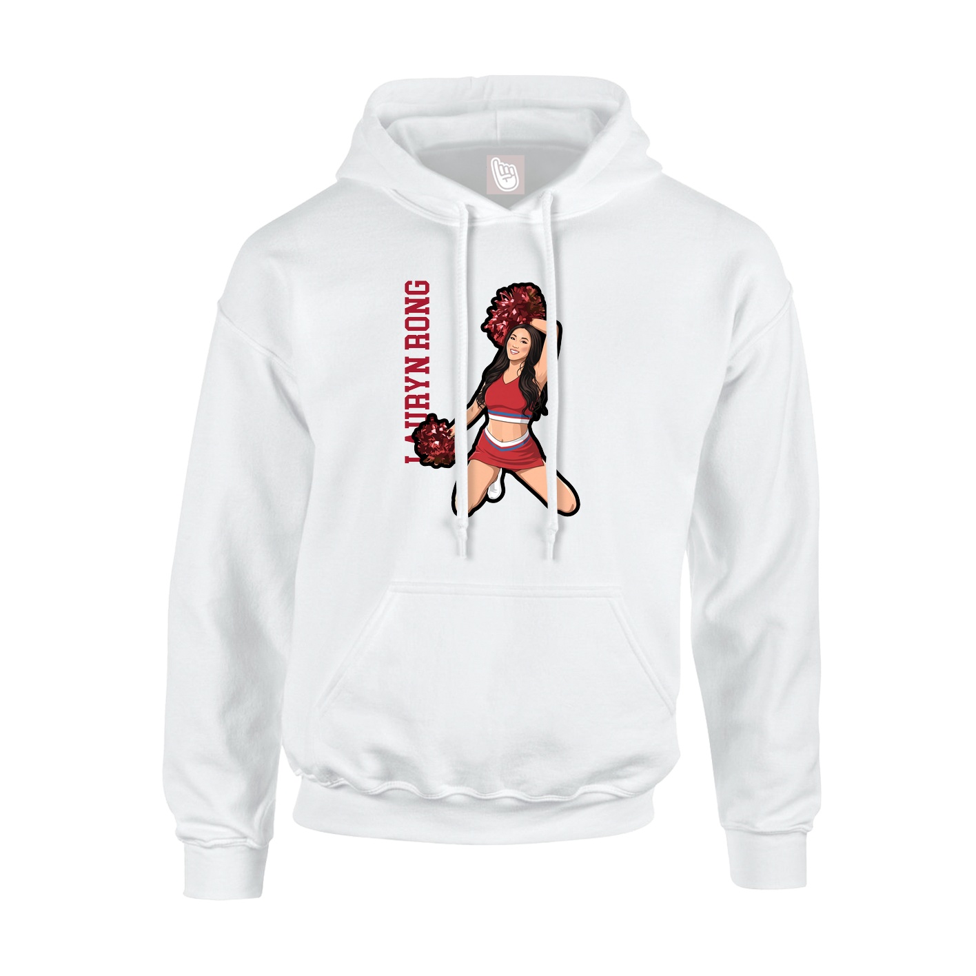 Youth Hoodie — Name Vertical in White