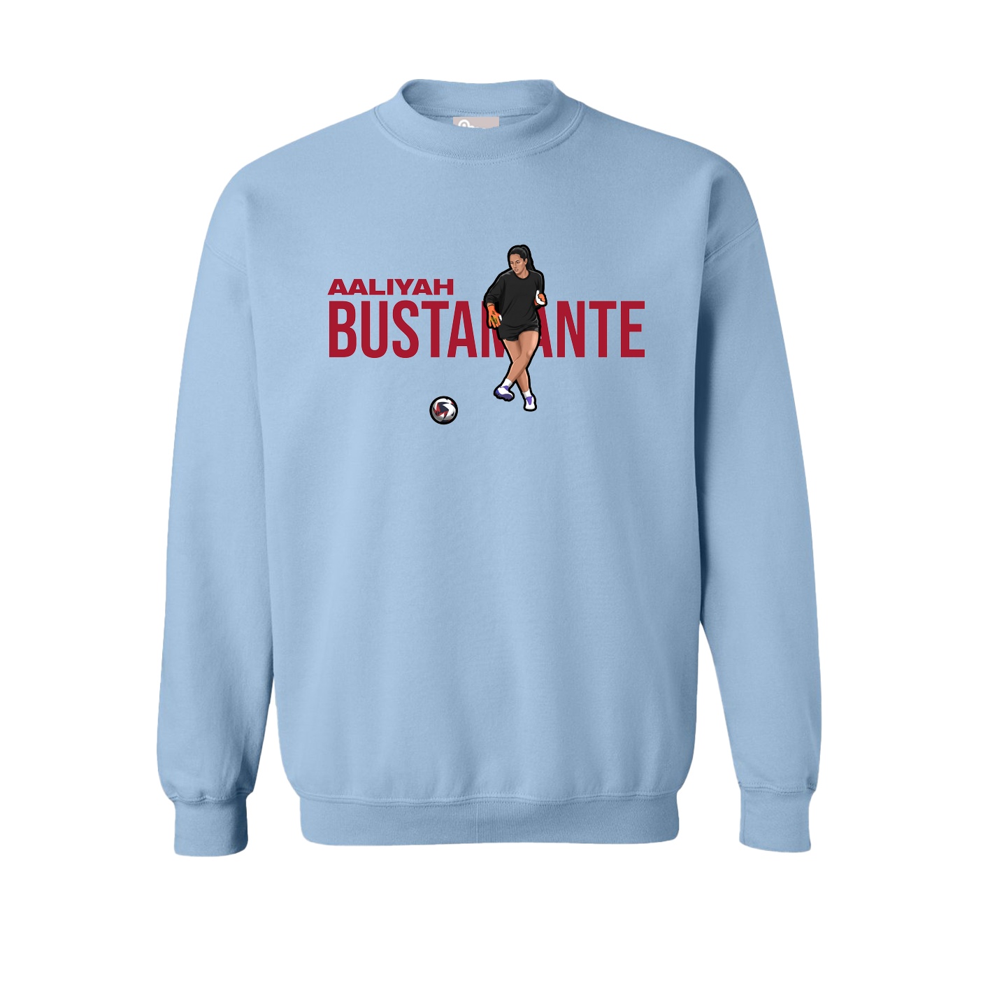 Fleece Crew — Player Name in Light Blue
