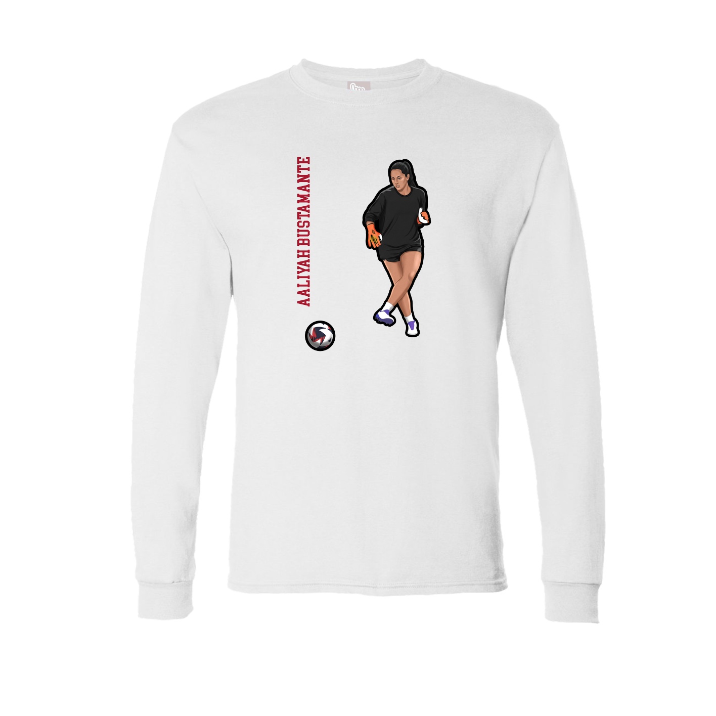 Long Sleeve Tee — Name Vertical in White