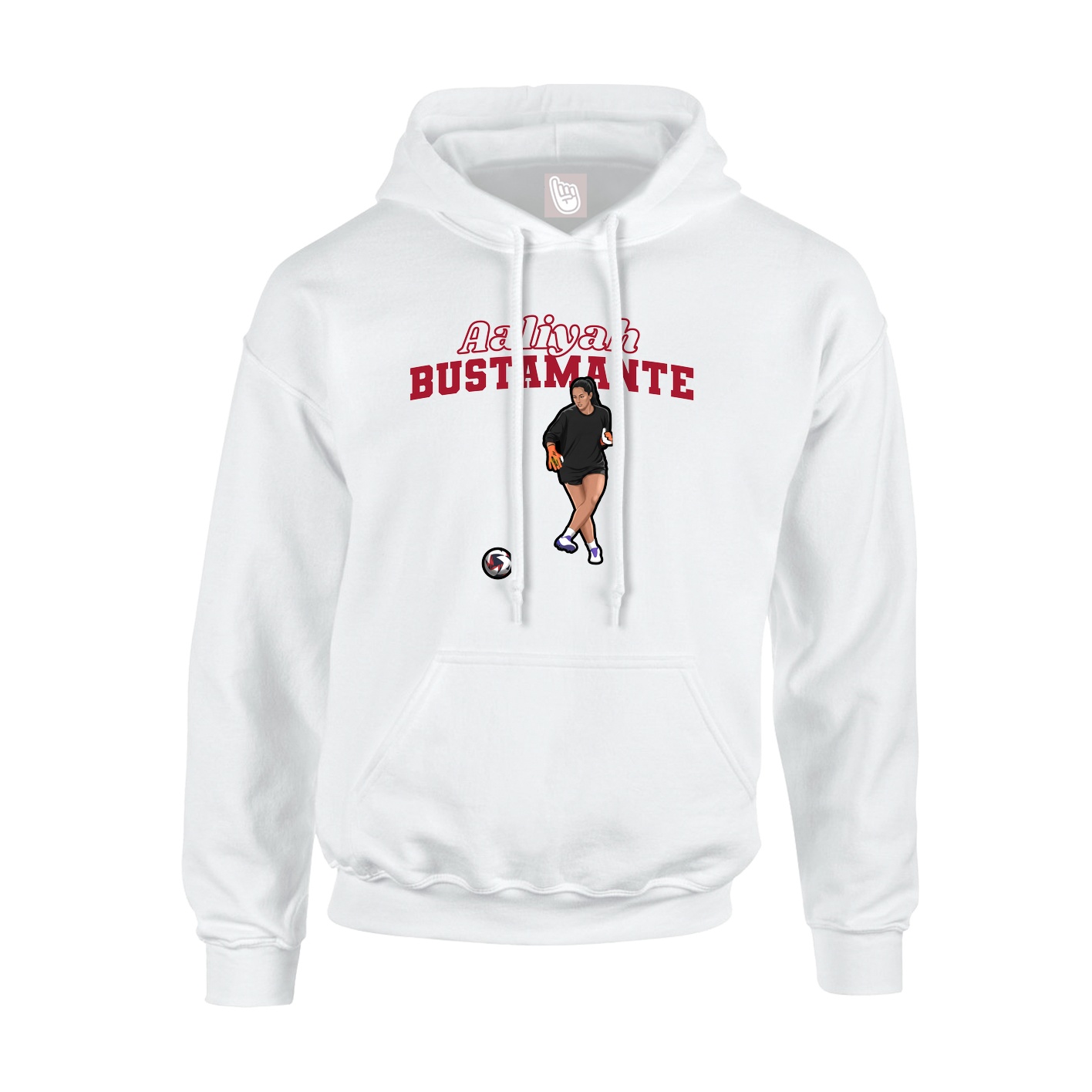 Youth Hoodie — Name Arch in White