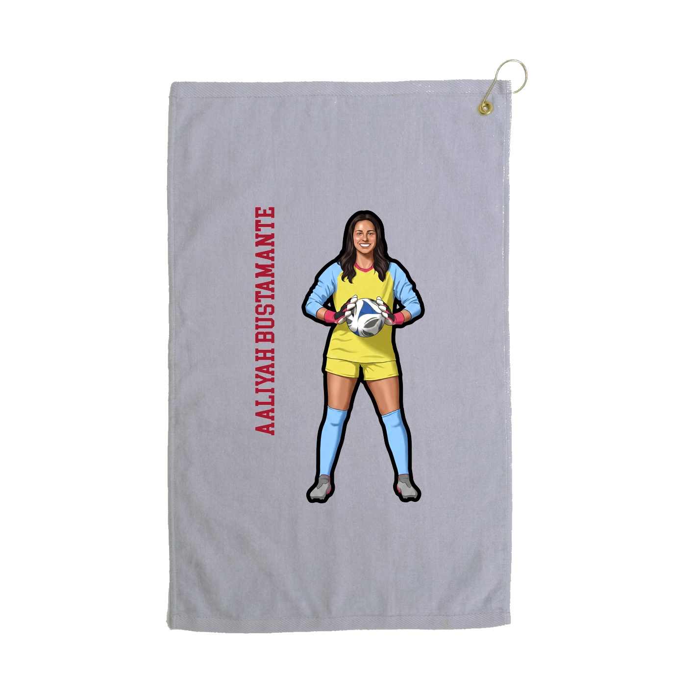Golf Towel — Name Vertical in Grey