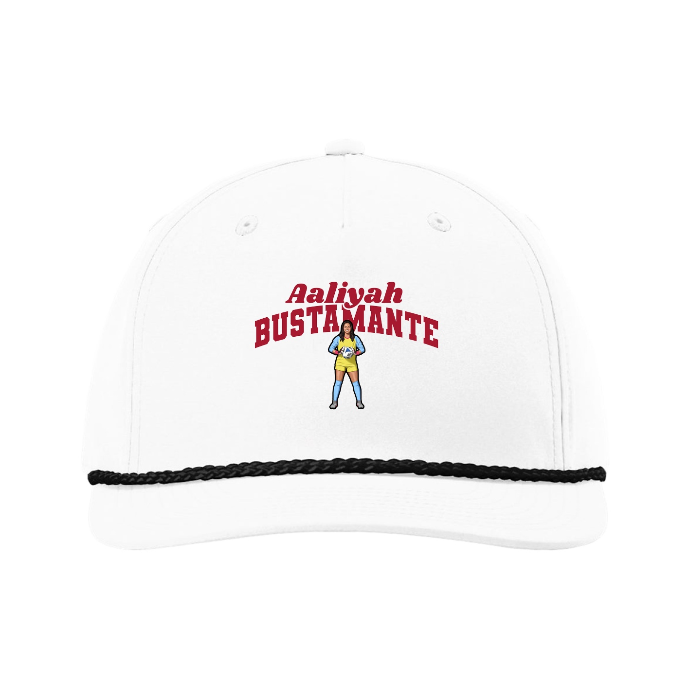 Five-Panel Classic Rope Cap — Signature Arch in White