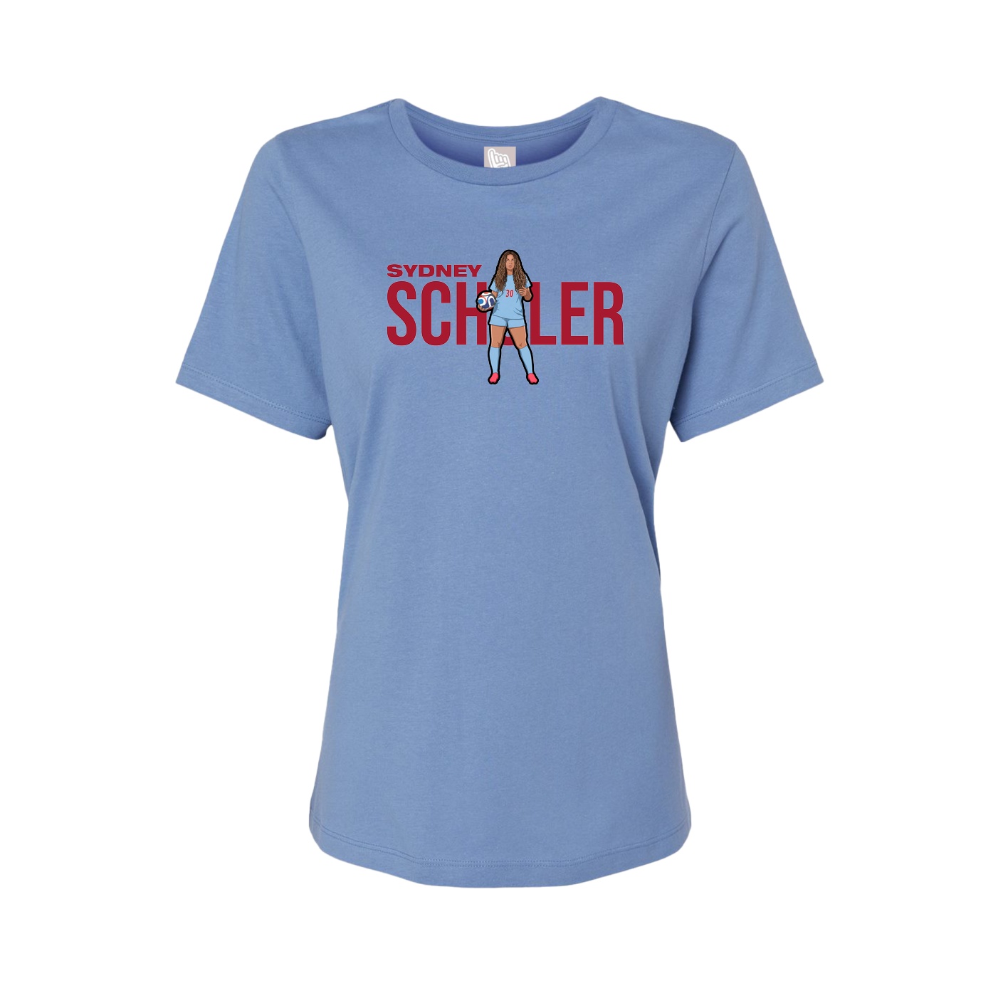 Fitted Women's Tee — Player Name in Powder Blue