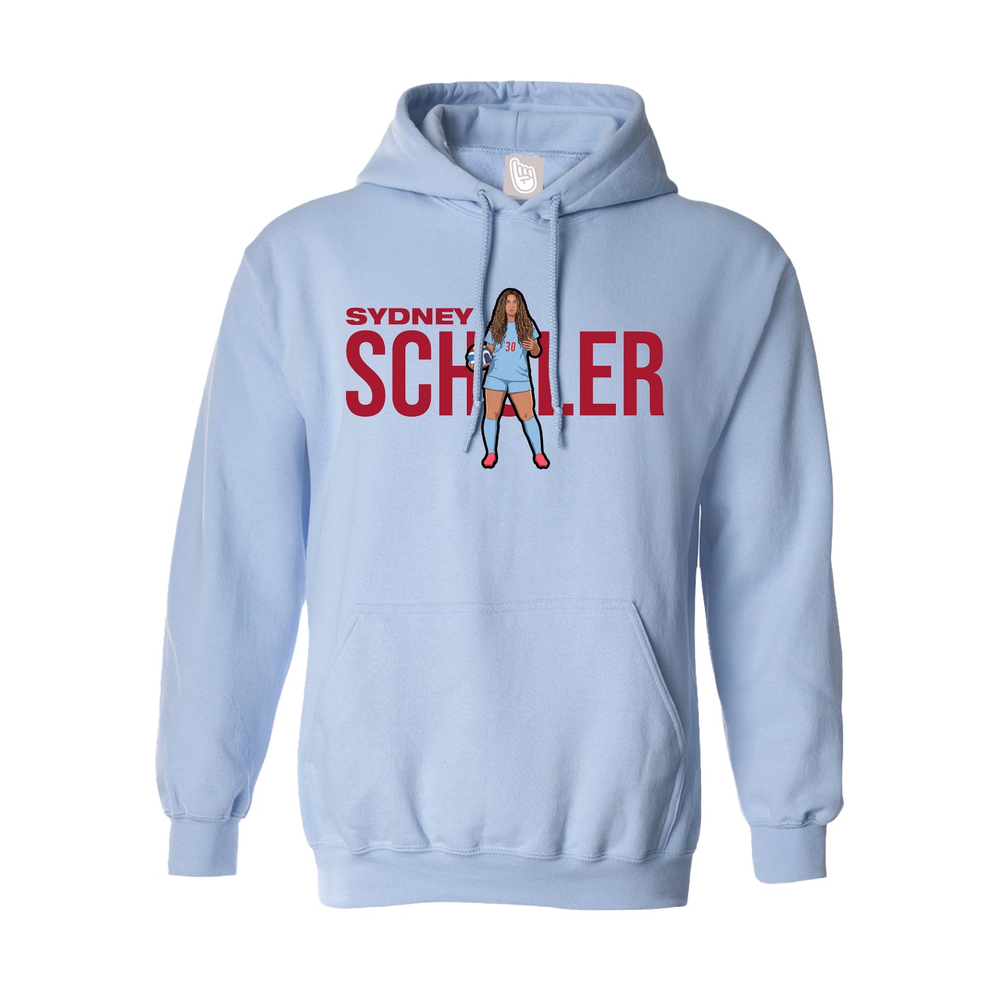 Hoodie — Player Name in Light Blue