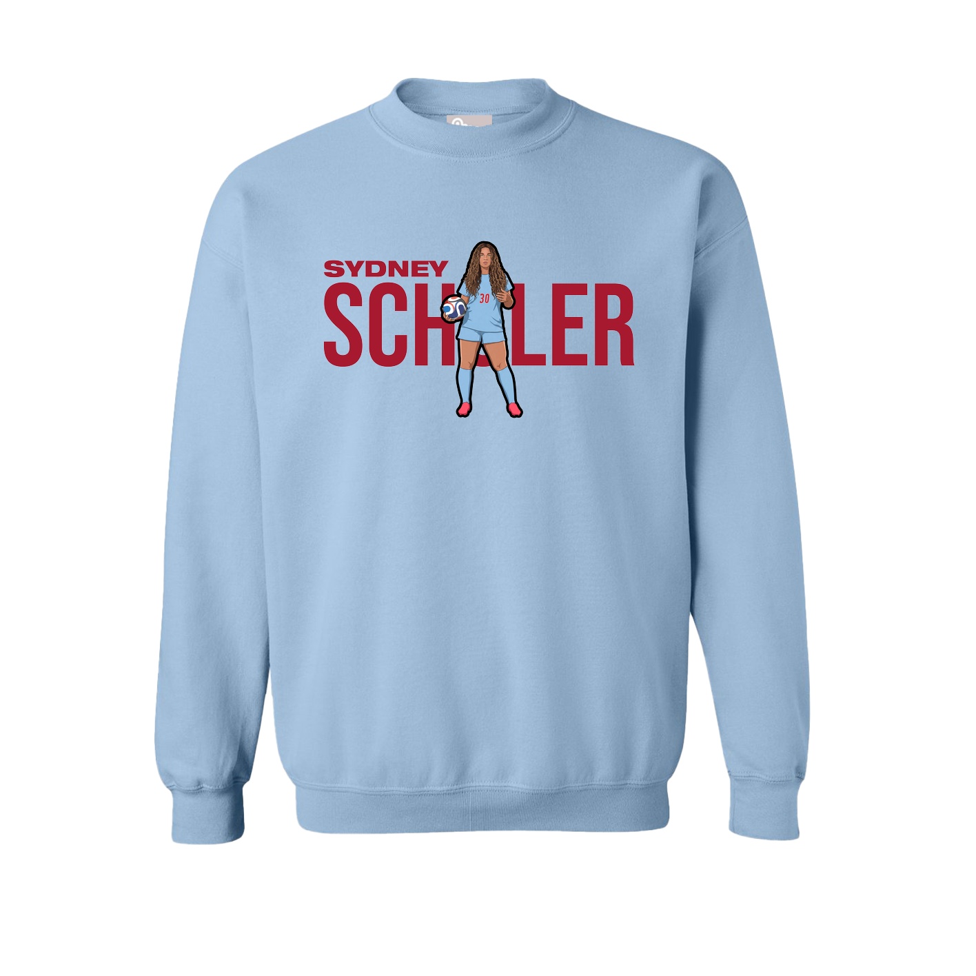 Fleece Crew — Player Name in Light Blue