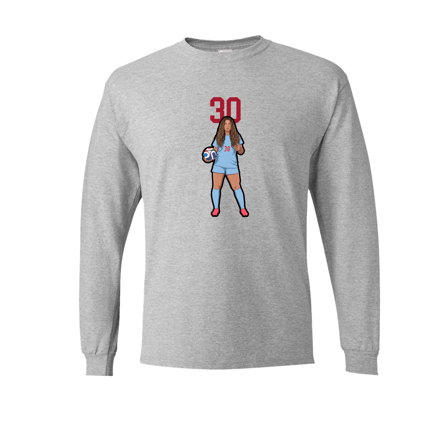 Long Sleeve Tee — Number Top in Grey