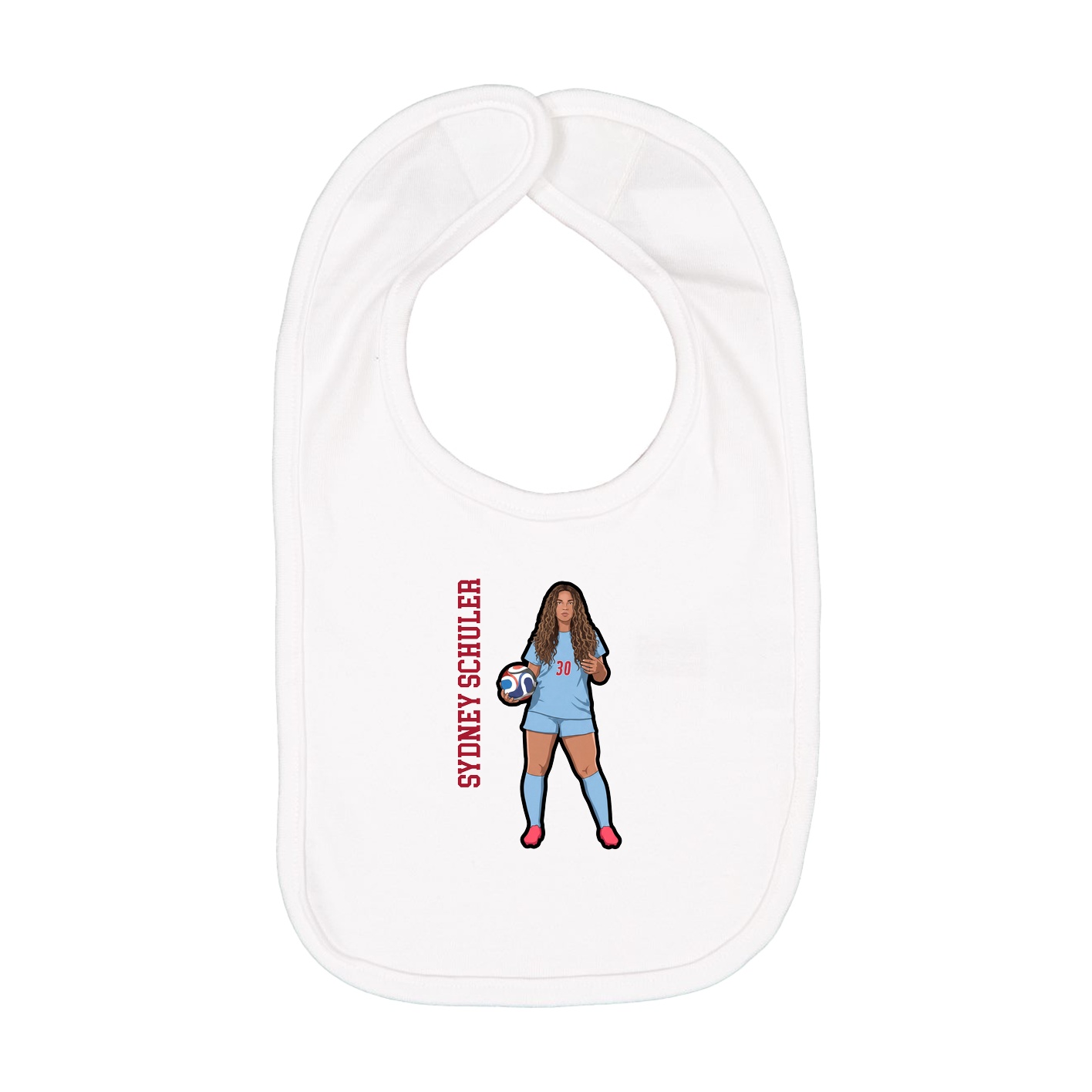 Infant Bib — Name Vertical in White