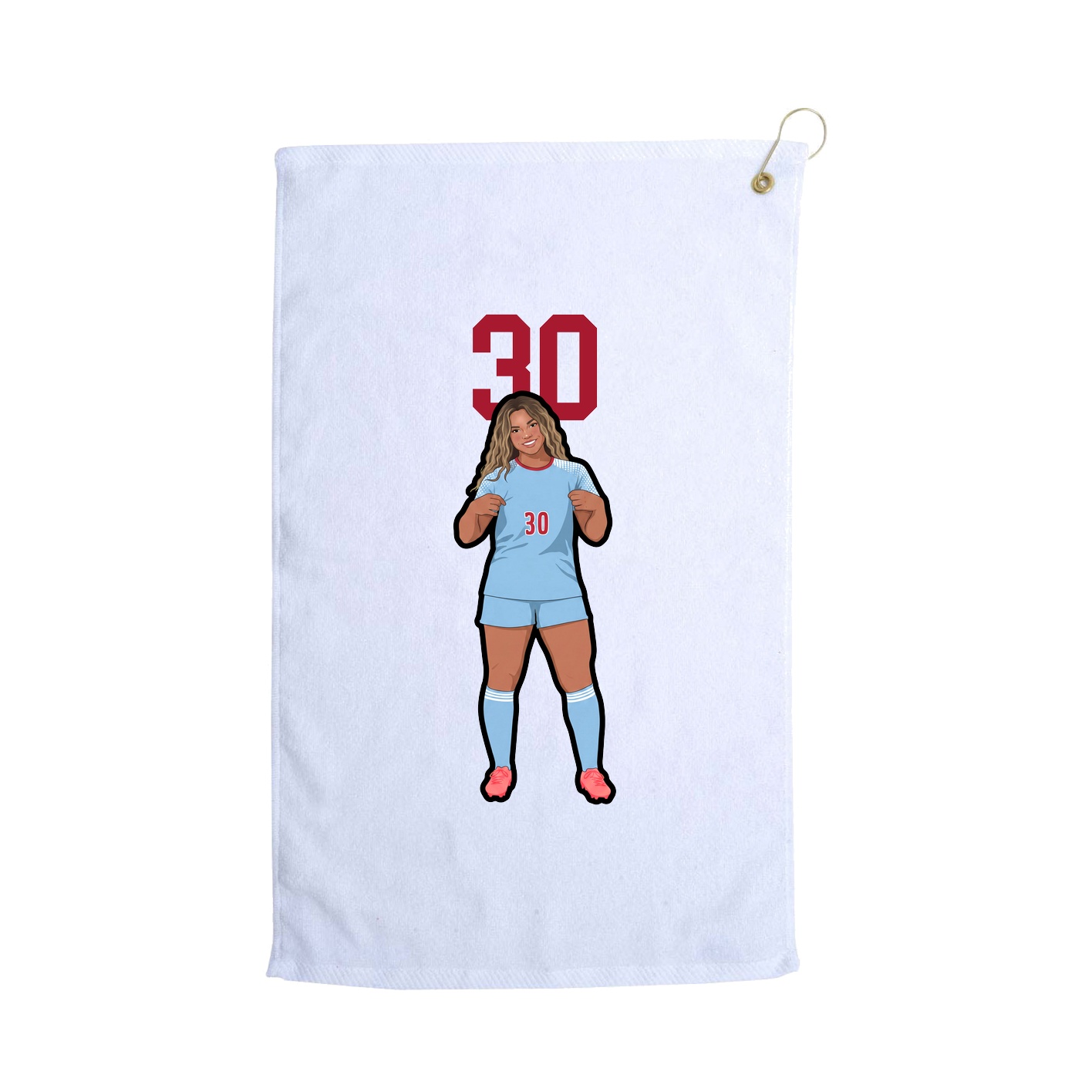 Golf Towel — Number Top in White