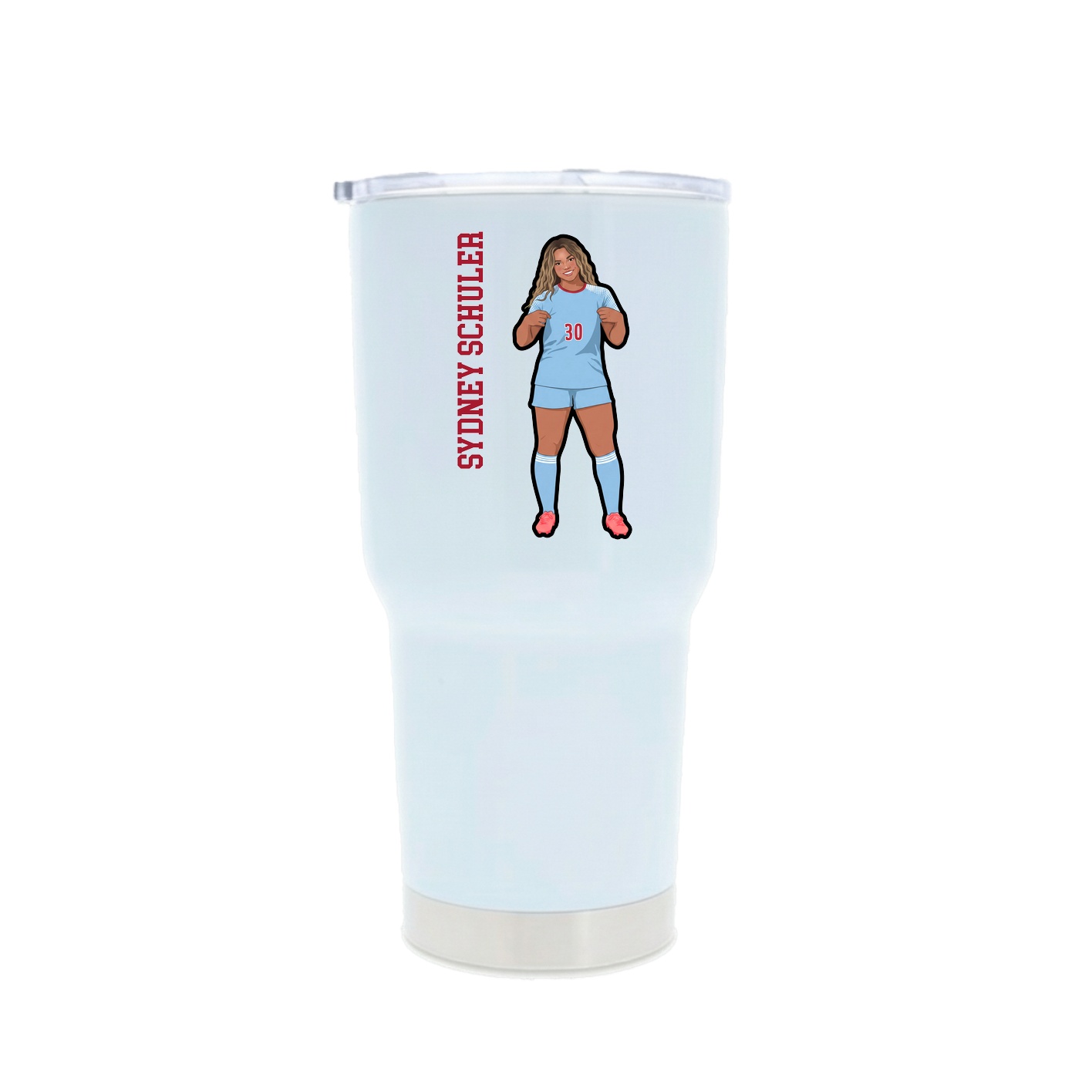 30oz Stainless Steel Tumbler — Name Vertical in White