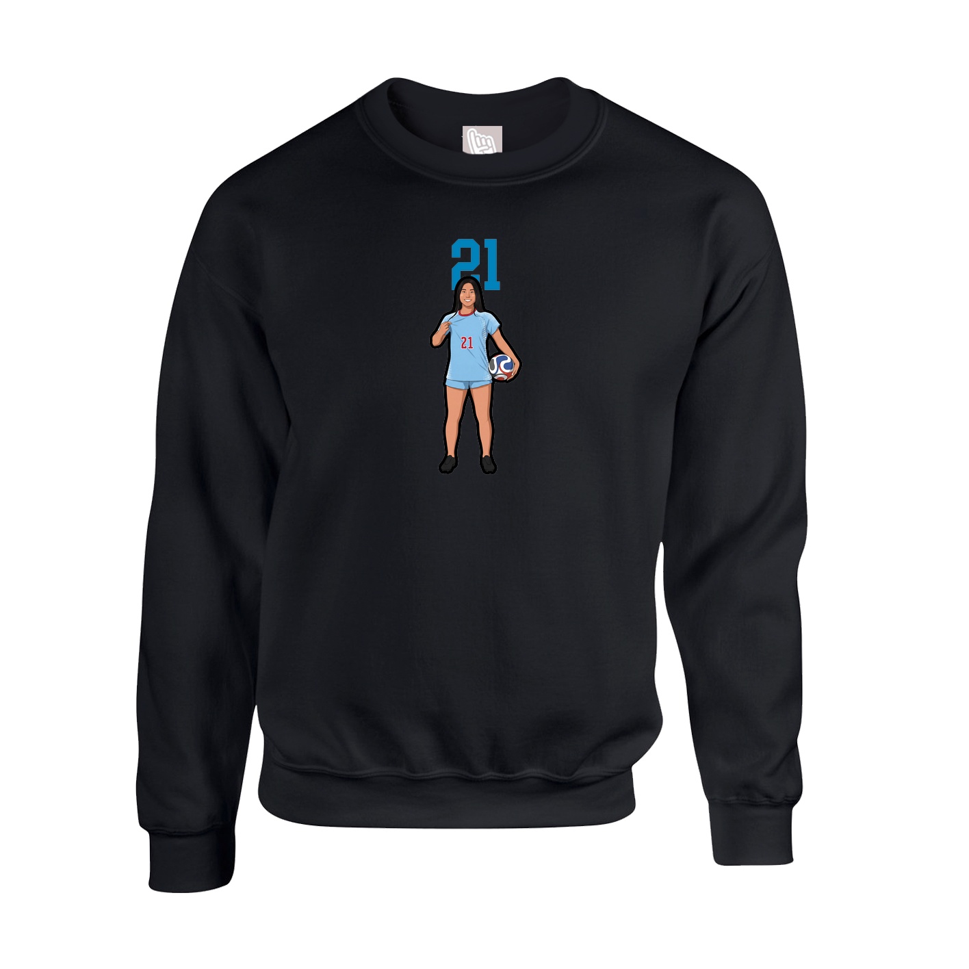 Fleece Crew — Number Top in Black