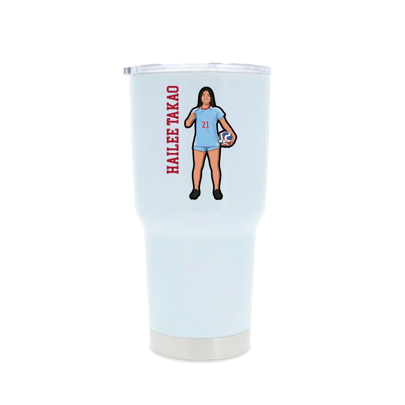 30oz Stainless Steel Tumbler — Name Vertical in White