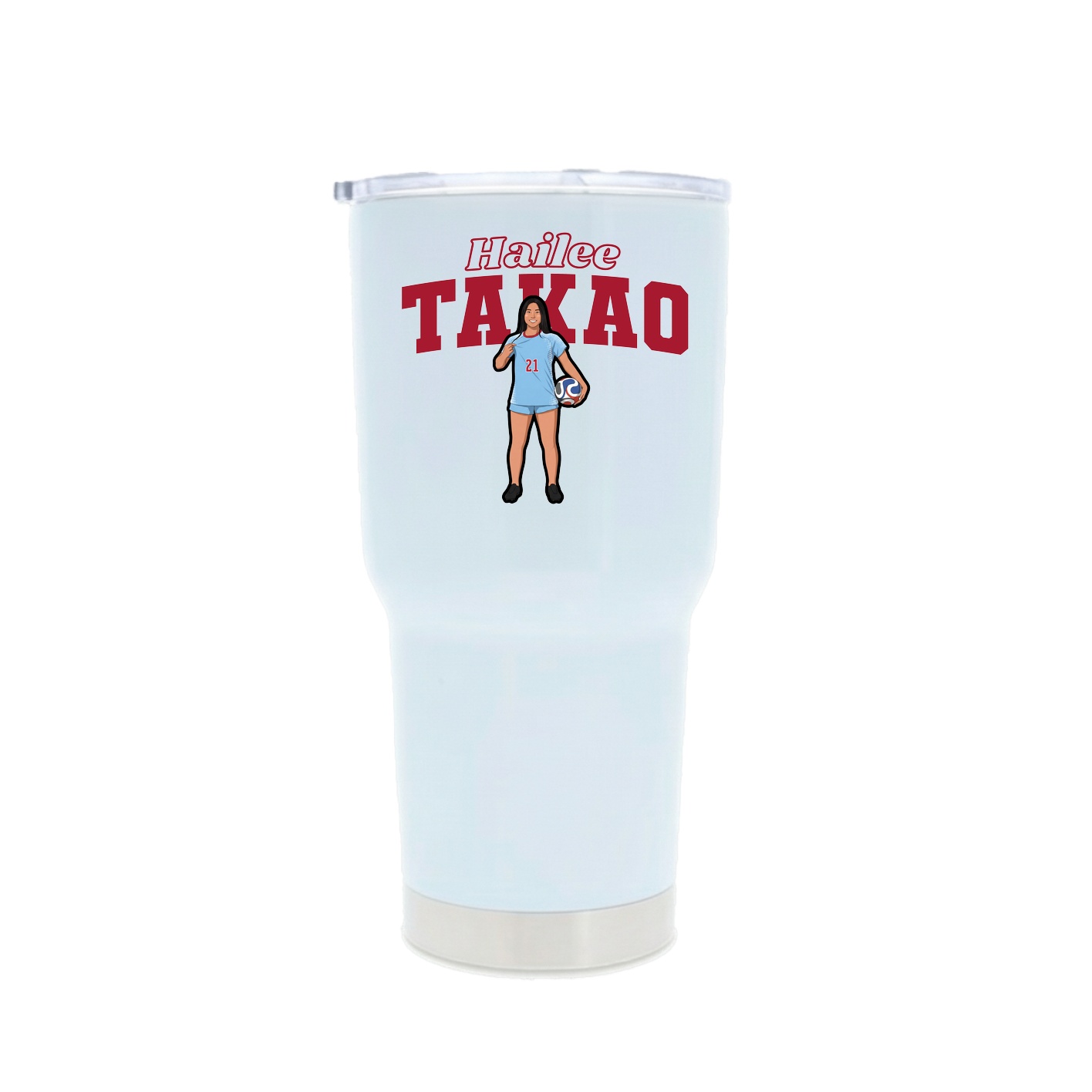 30oz Stainless Steel Tumbler — Name Arch in White