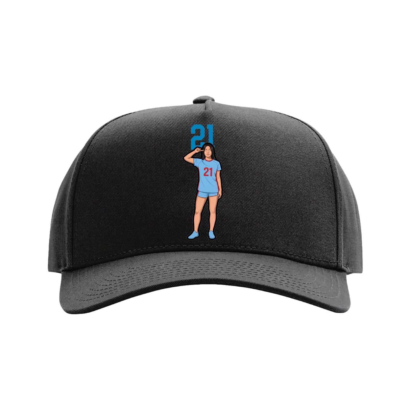 Full Fabric Five-Panel Champ Cap — Number Top in Black