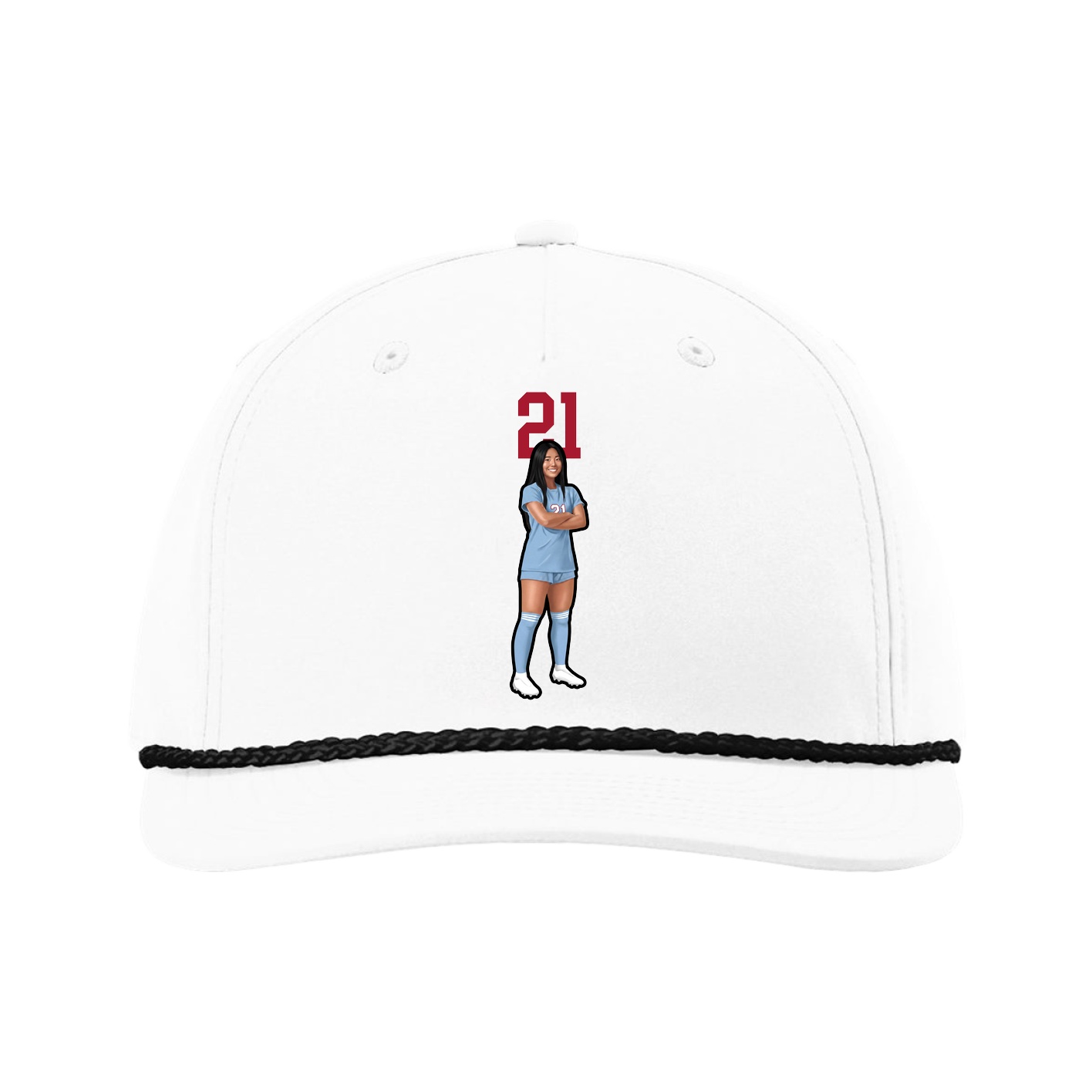 Five-Panel Classic Rope Cap — Number Top in White