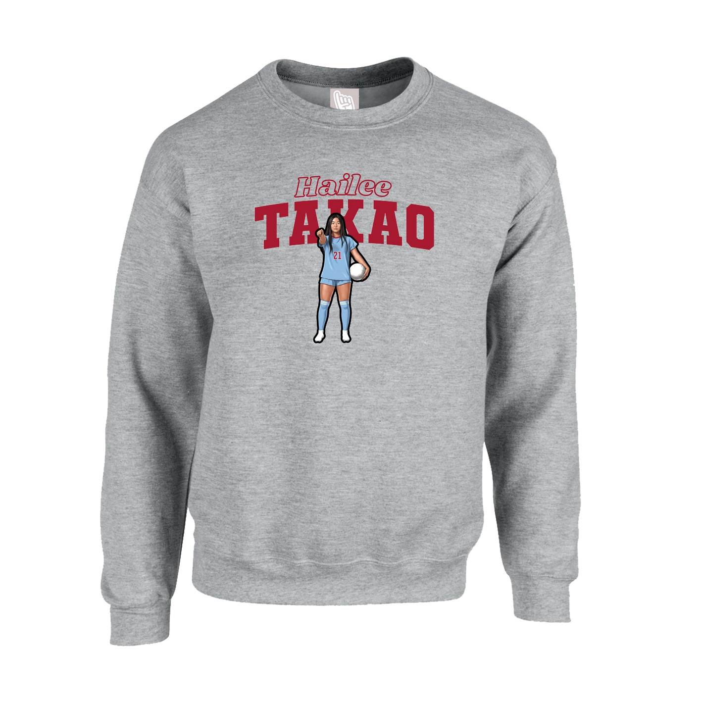 Fleece Crew — Name Arch in Grey