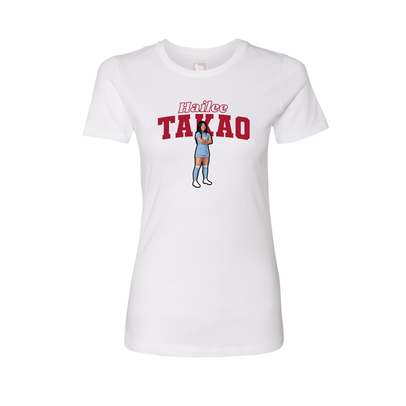 Fitted Women's Tee — Name Arch in White