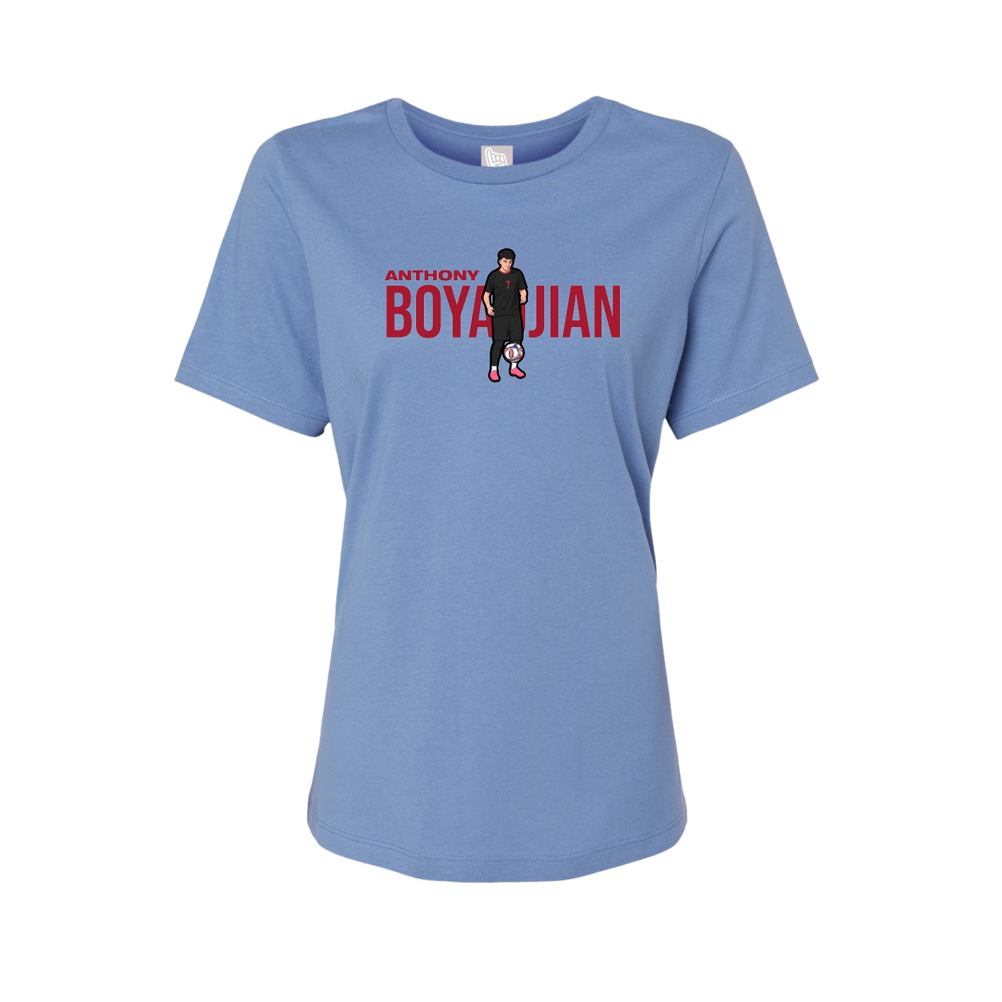 Fitted Women's Tee — Player Name in Powder Blue