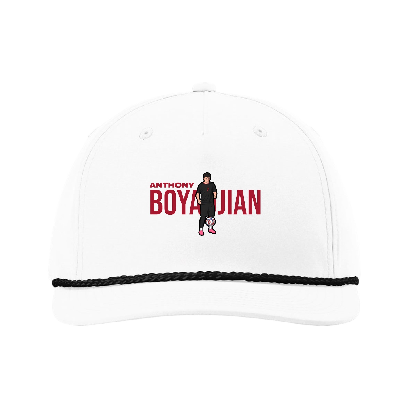 Five-Panel Classic Rope Cap — Player Name in White