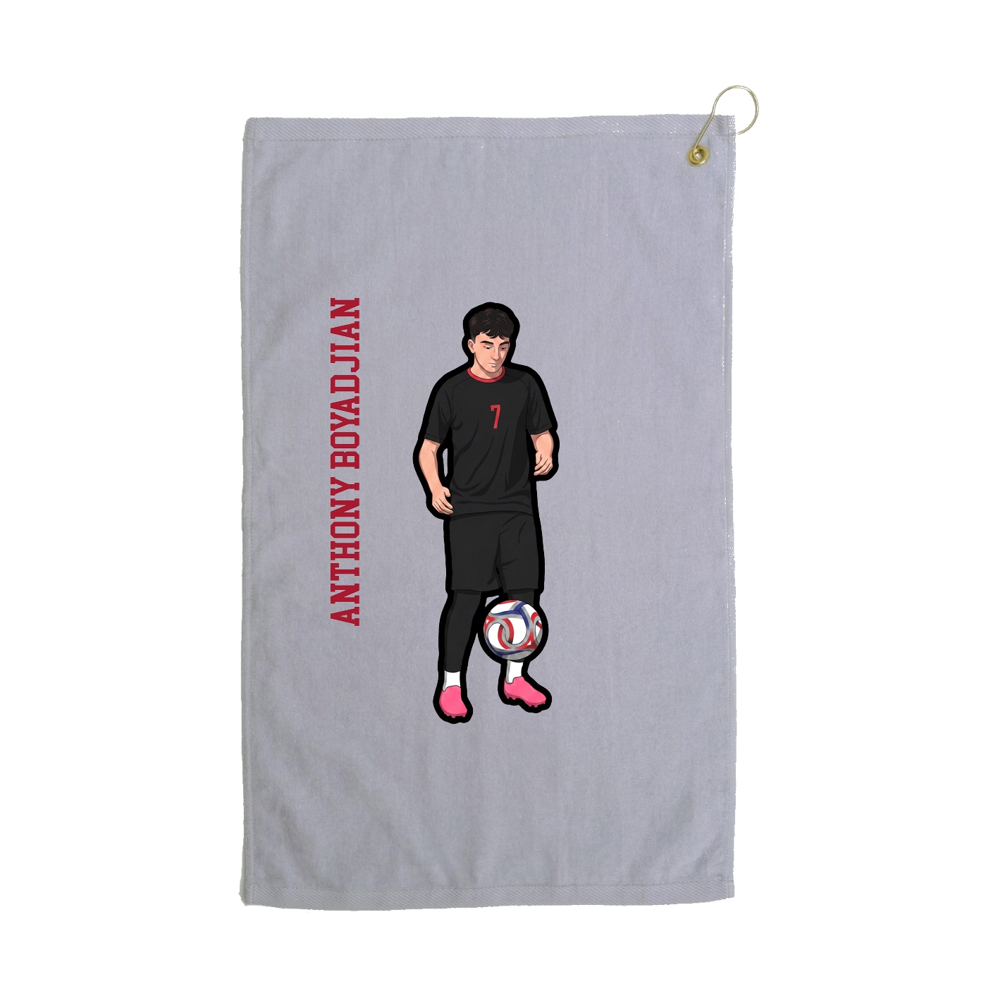 Golf Towel — Name Vertical in Grey