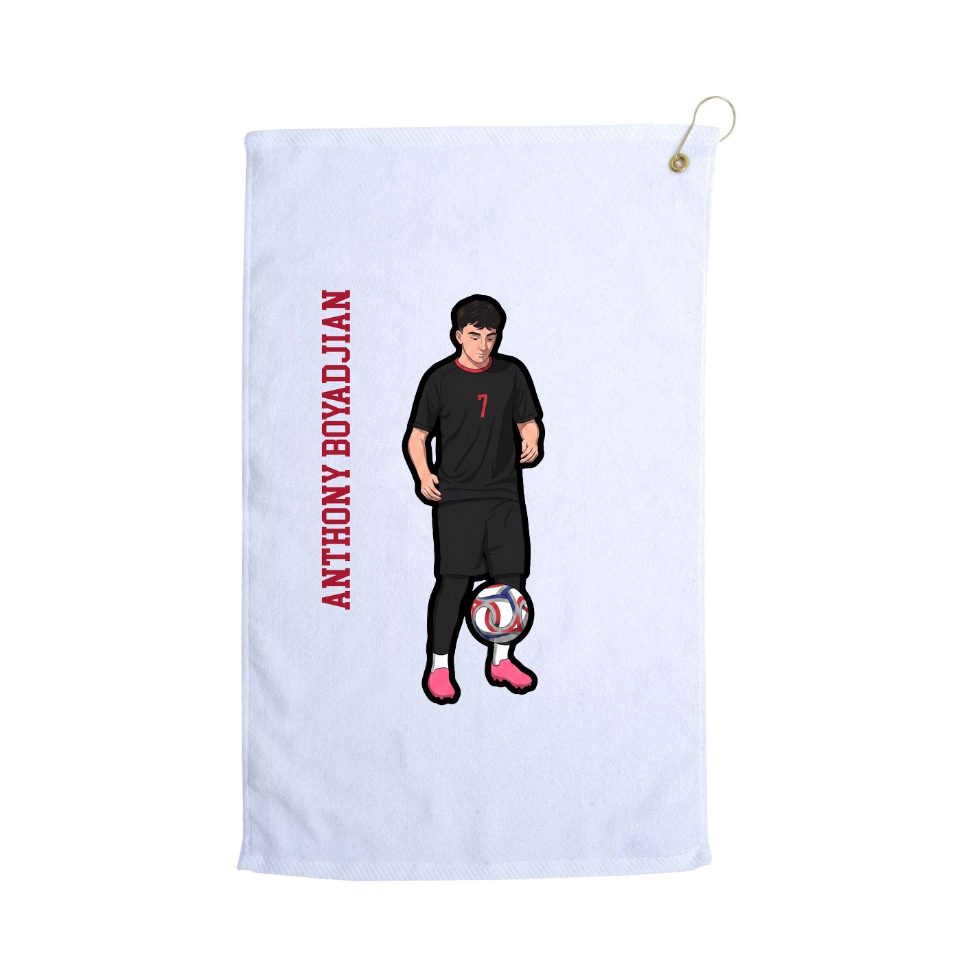 Golf Towel — Name Vertical in White