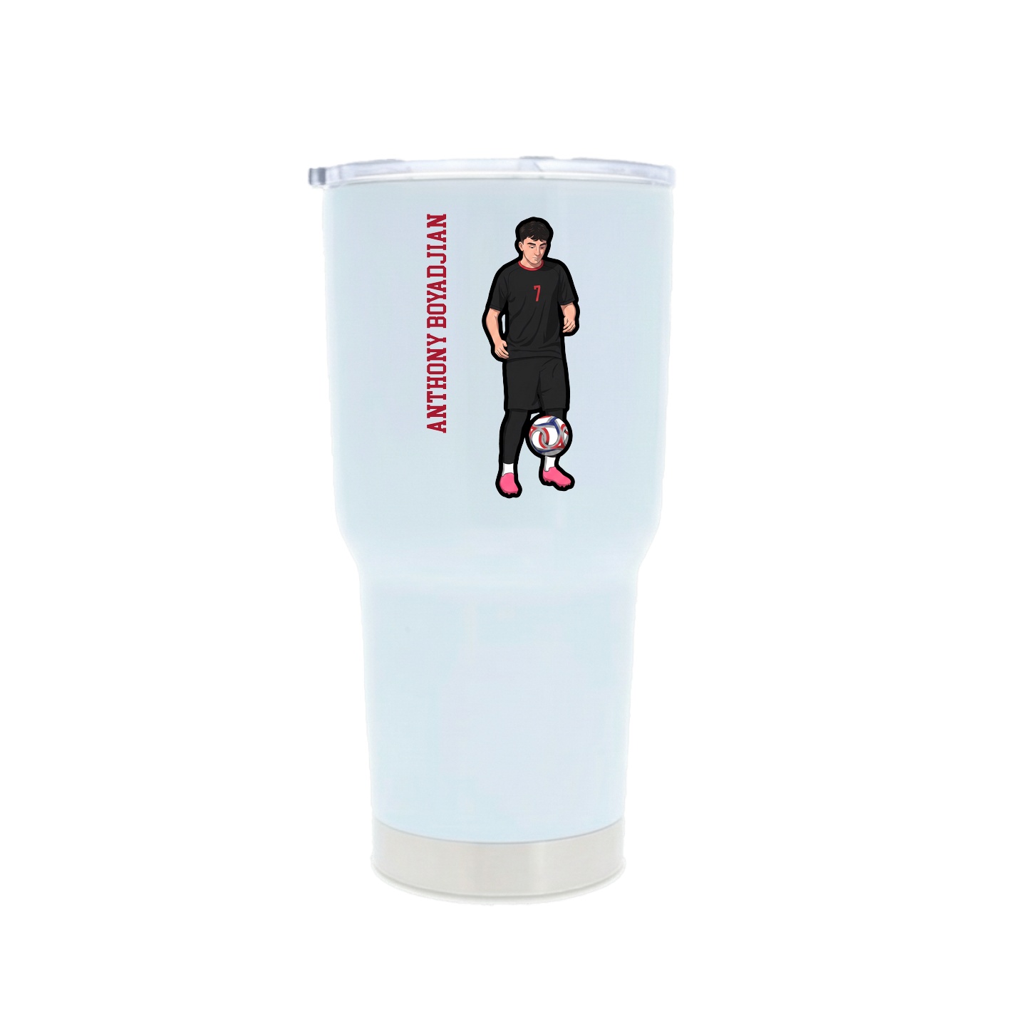 30oz Stainless Steel Tumbler — Name Vertical in White