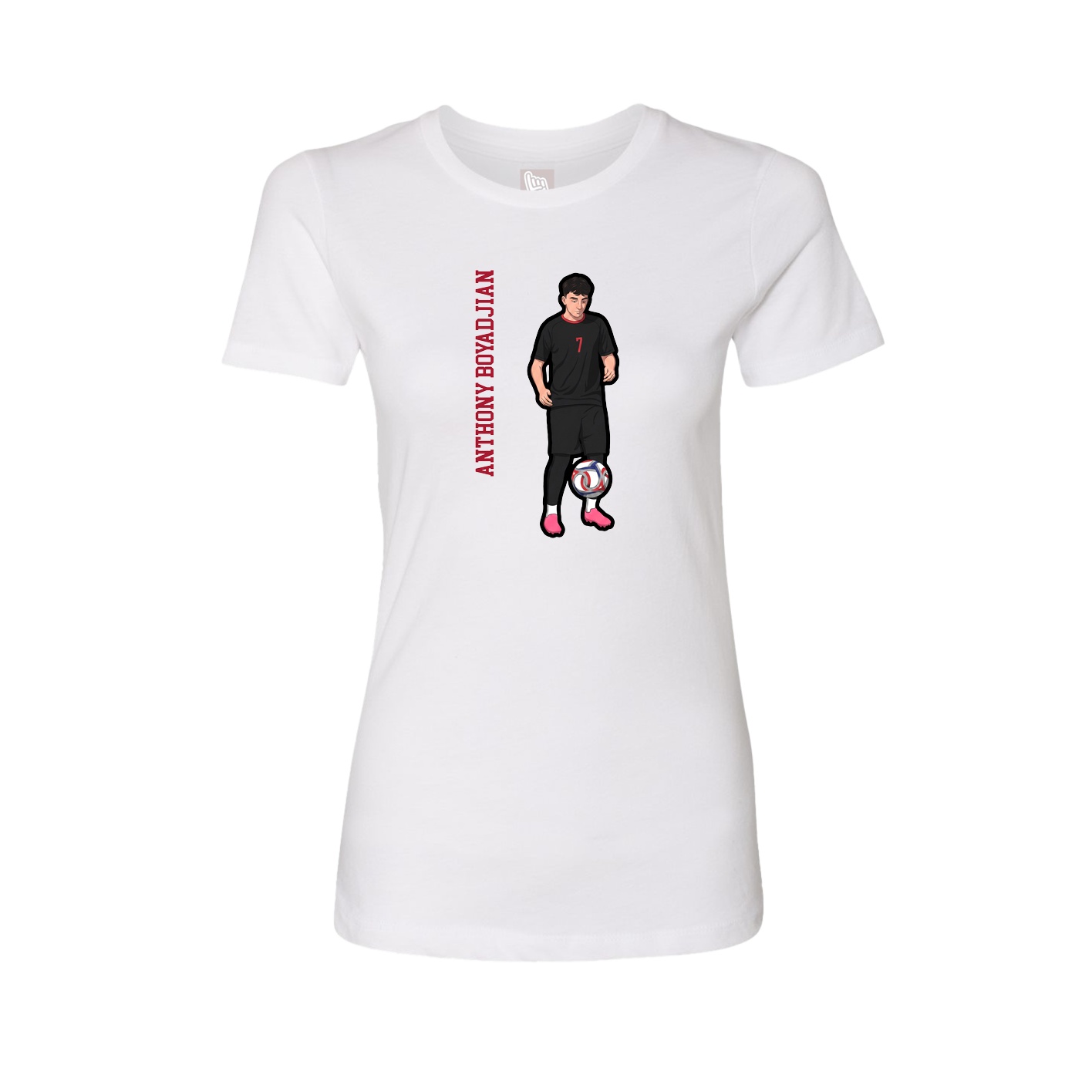 Fitted Women's Tee — Name Vertical in White