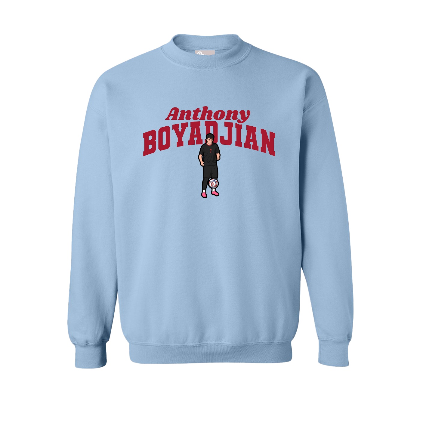 Fleece Crew — Signature Arch in Light Blue
