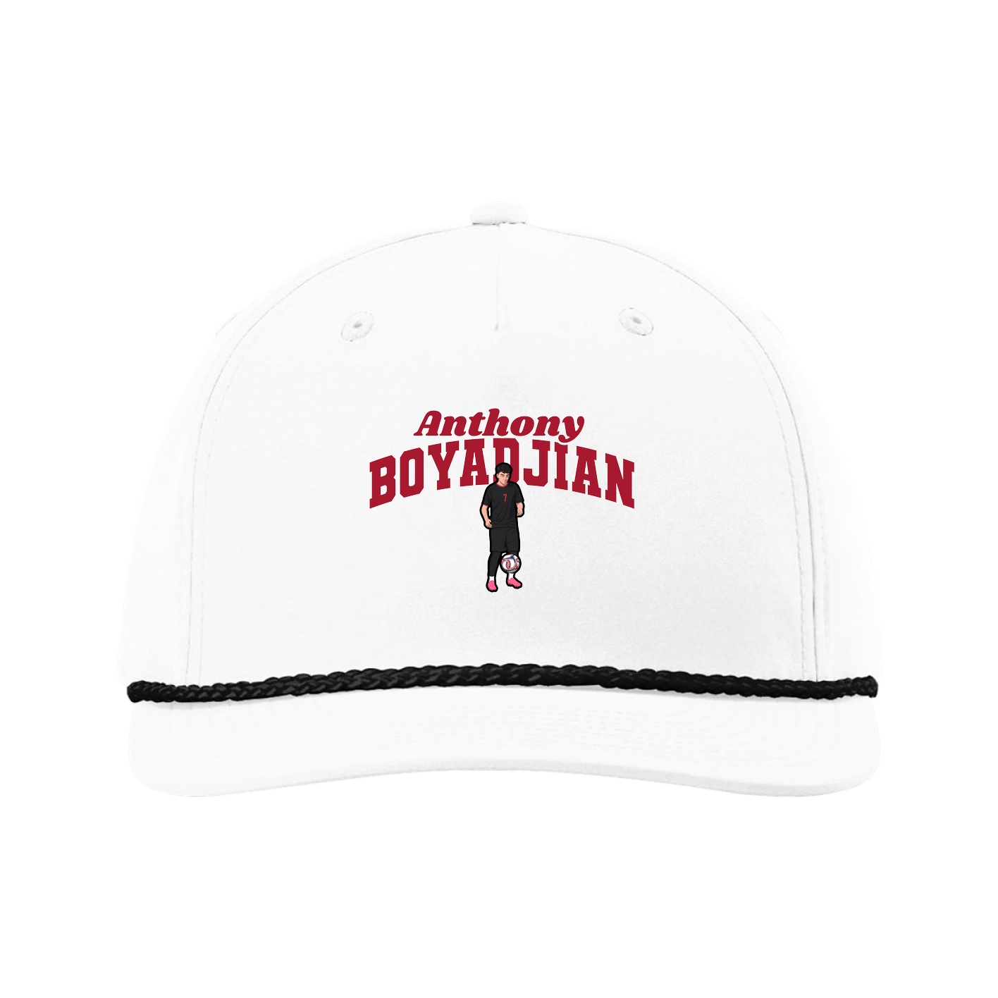 Five-Panel Classic Rope Cap — Signature Arch in White
