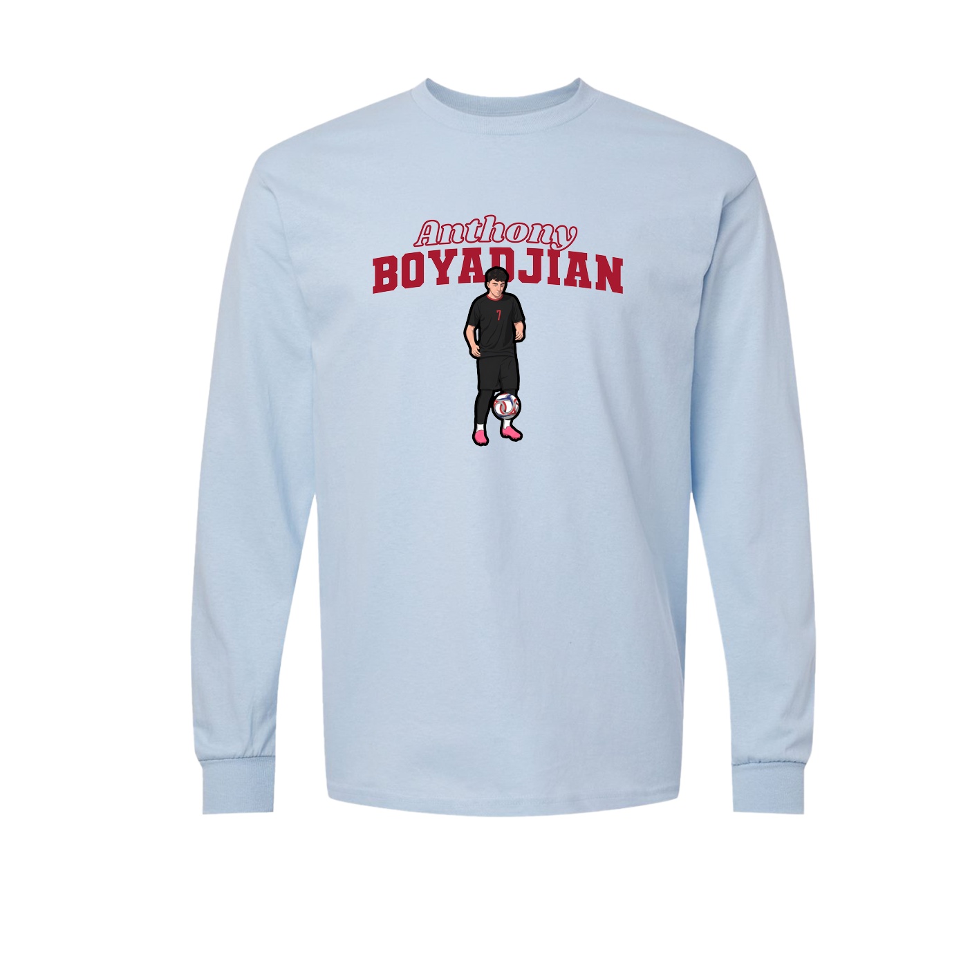 Long Sleeve Tee — Name Arch in Light Blue