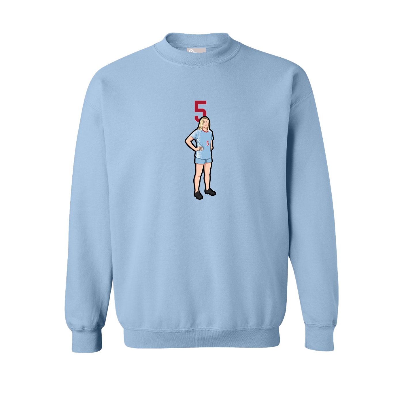 Fleece Crew — Number Top in Light Blue
