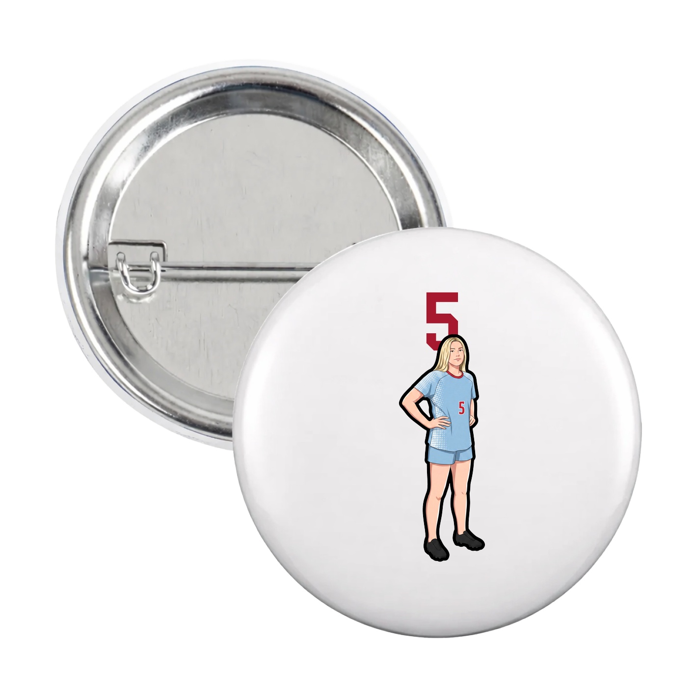 Game Day Button — Number Top in White