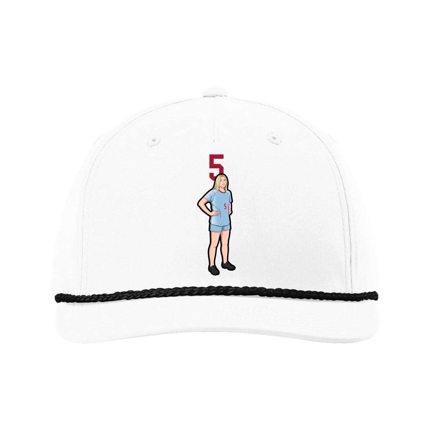 Five-Panel Classic Rope Cap — Number Top in White