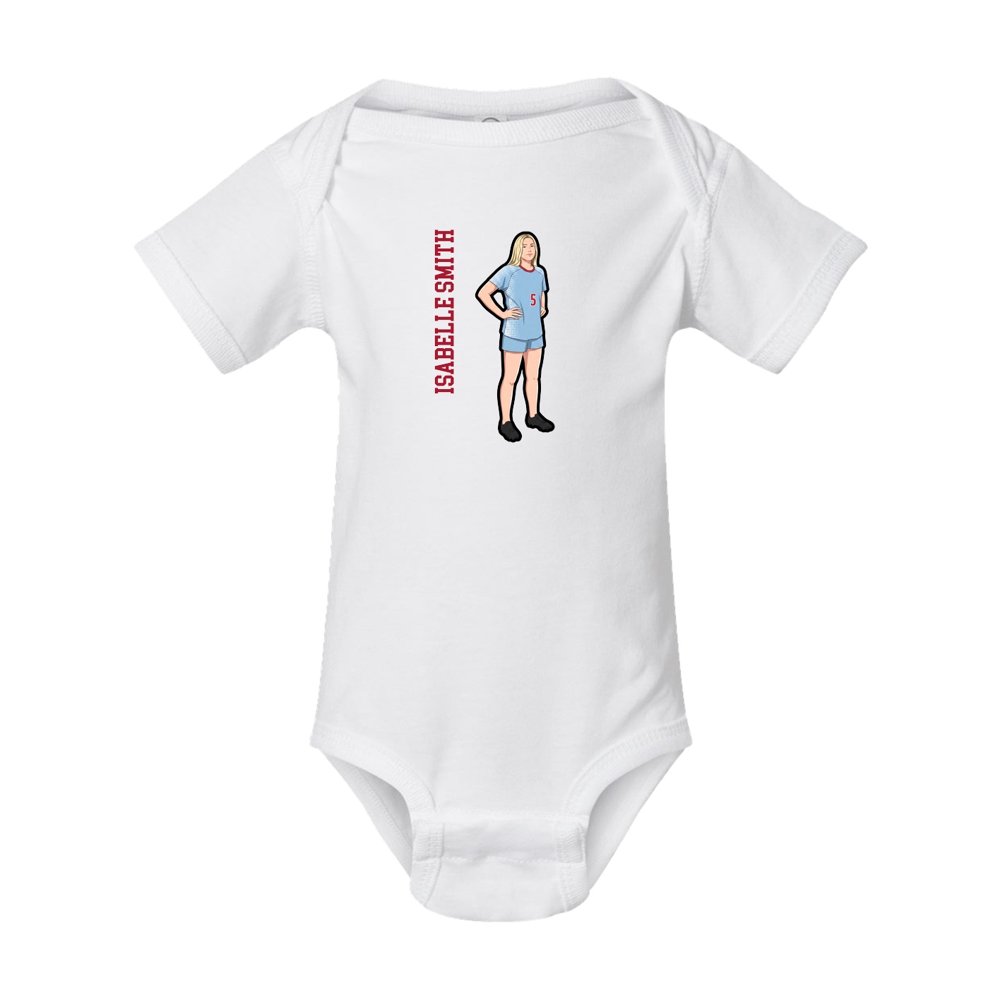 Baby Onesie — Name Vertical in White