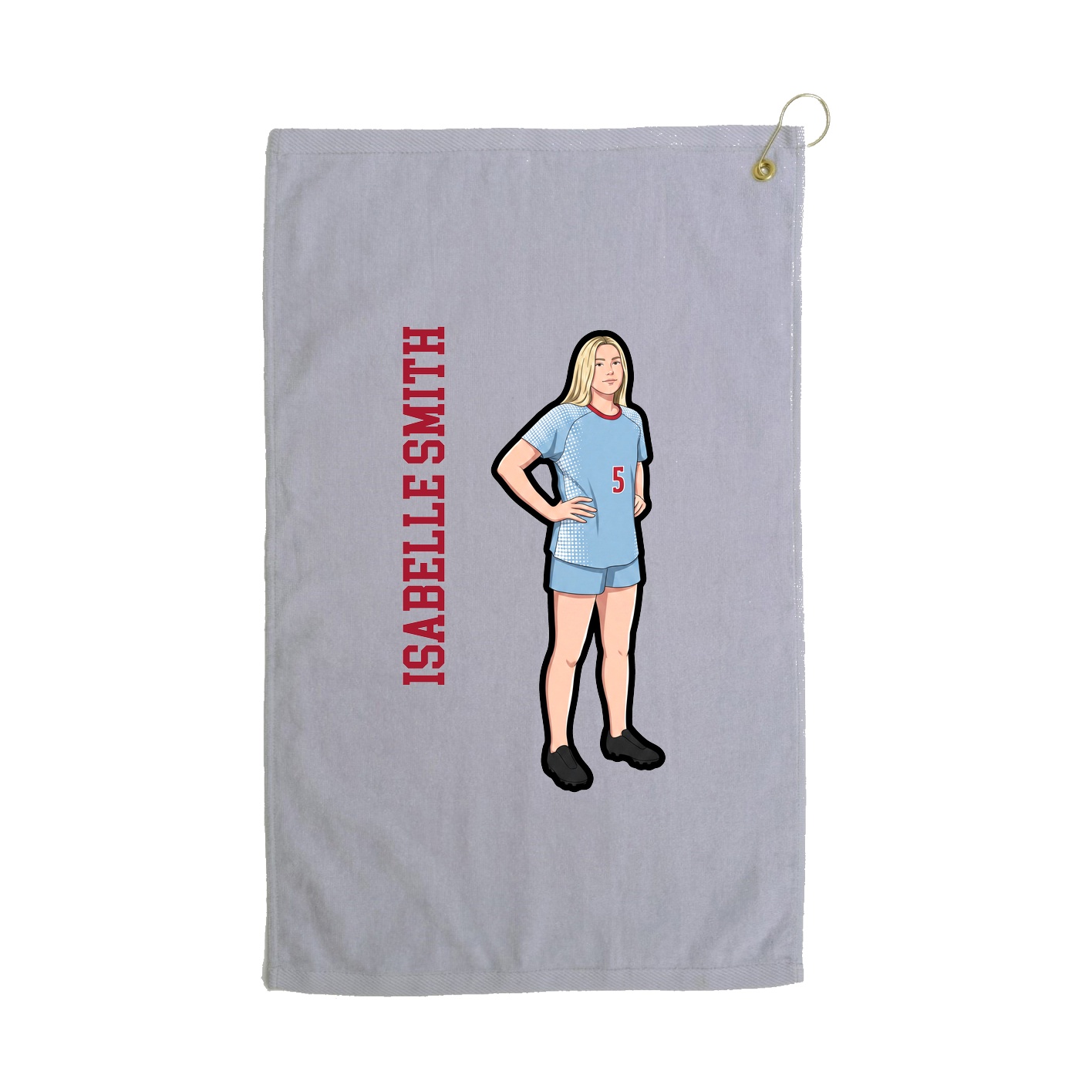 Golf Towel — Name Vertical in Grey