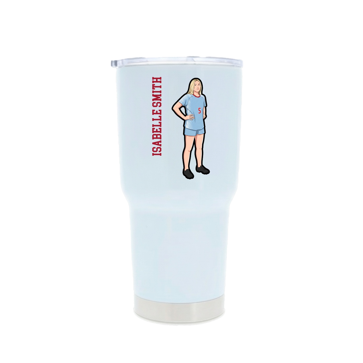 30oz Stainless Steel Tumbler — Name Vertical in White