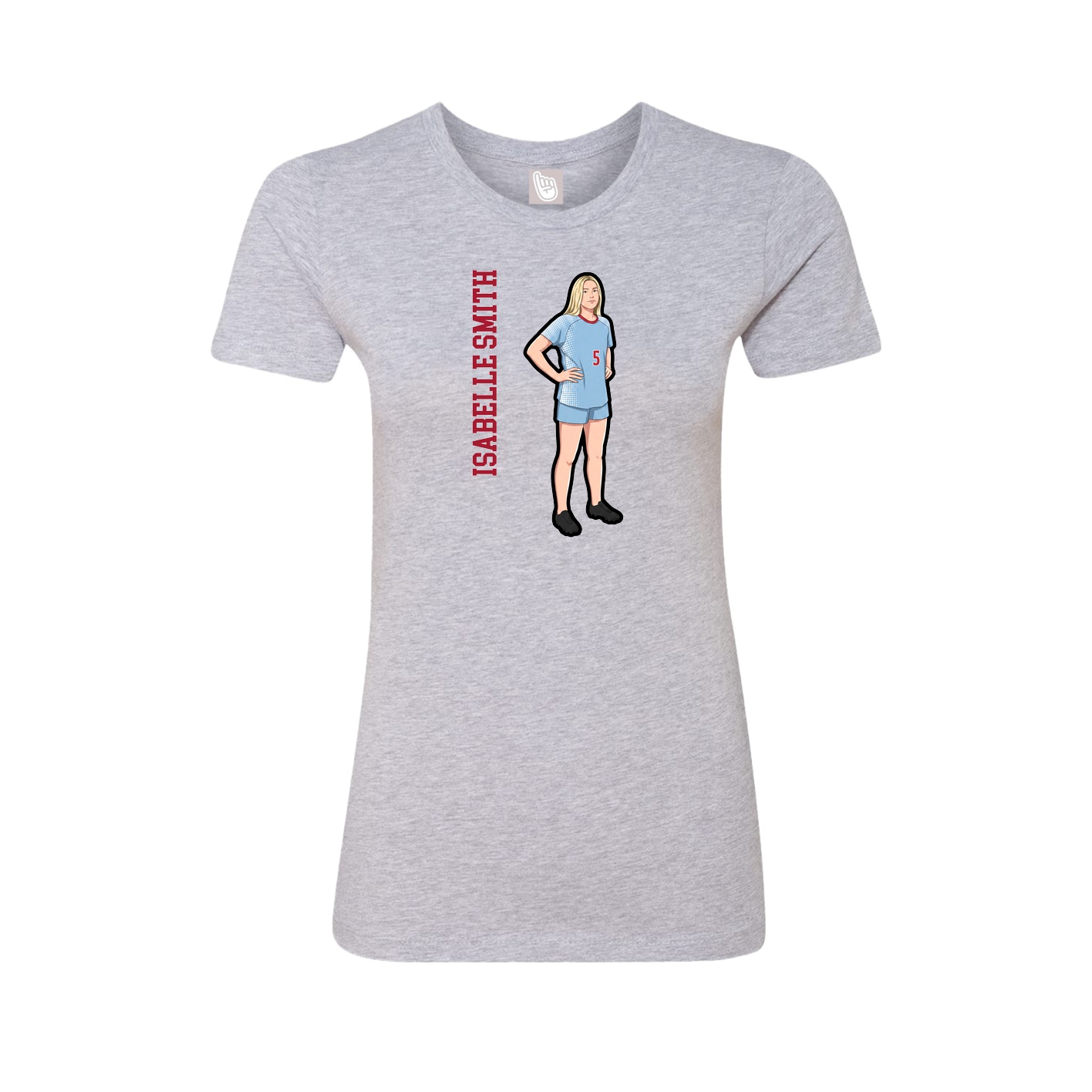 Fitted Women's Tee — Name Vertical in Grey