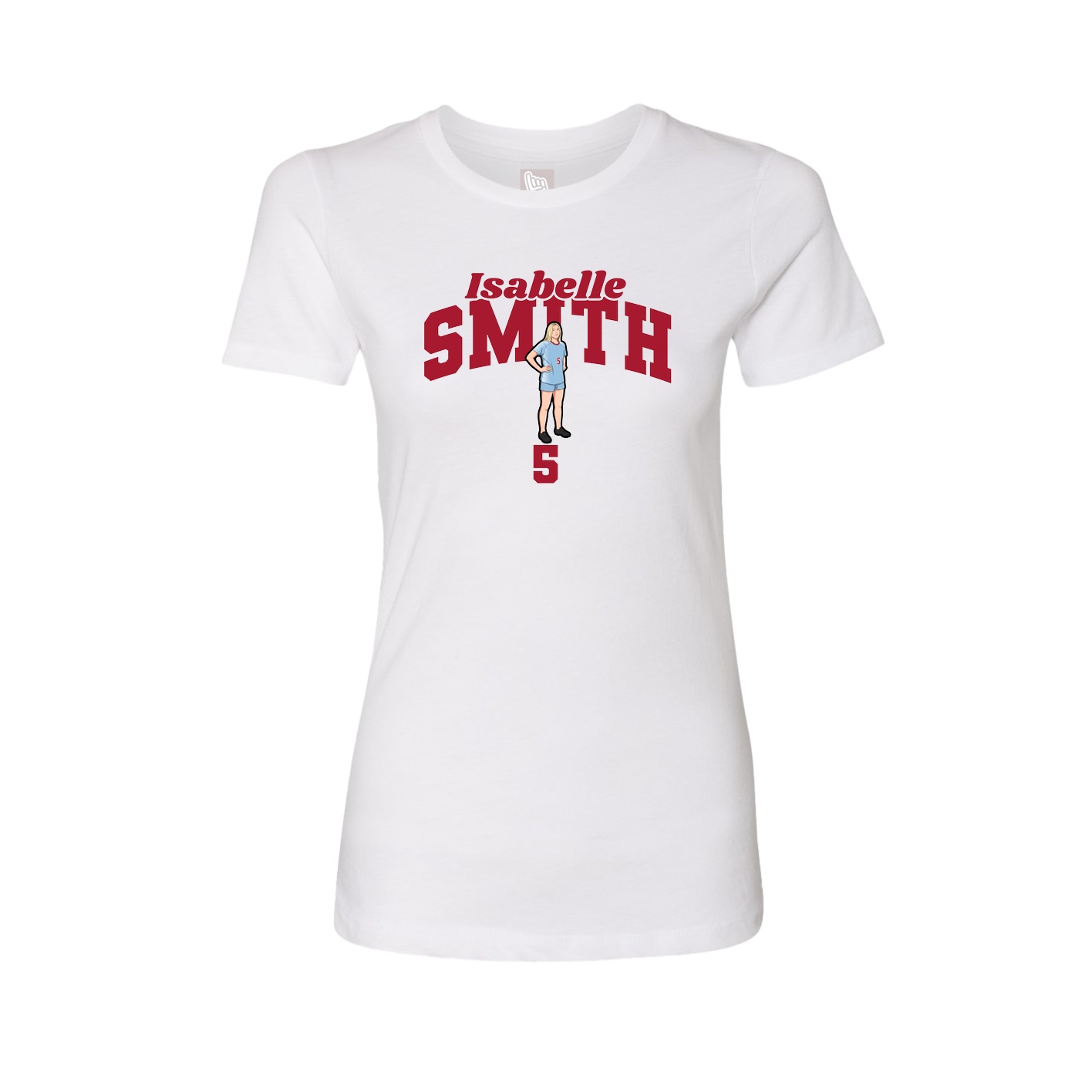 Fitted Women's Tee — Signature Arch in White