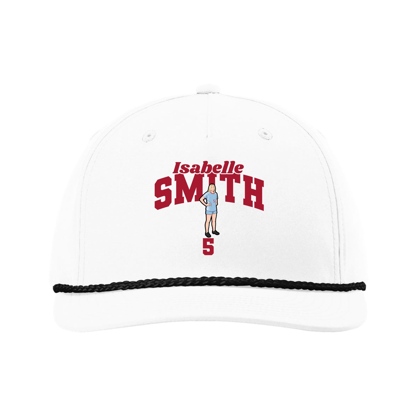 Five-Panel Classic Rope Cap — Signature Arch in White