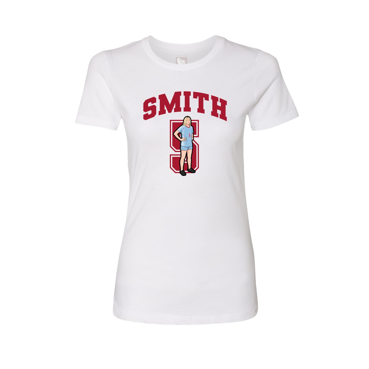 Fitted Women's Tee — Number in White