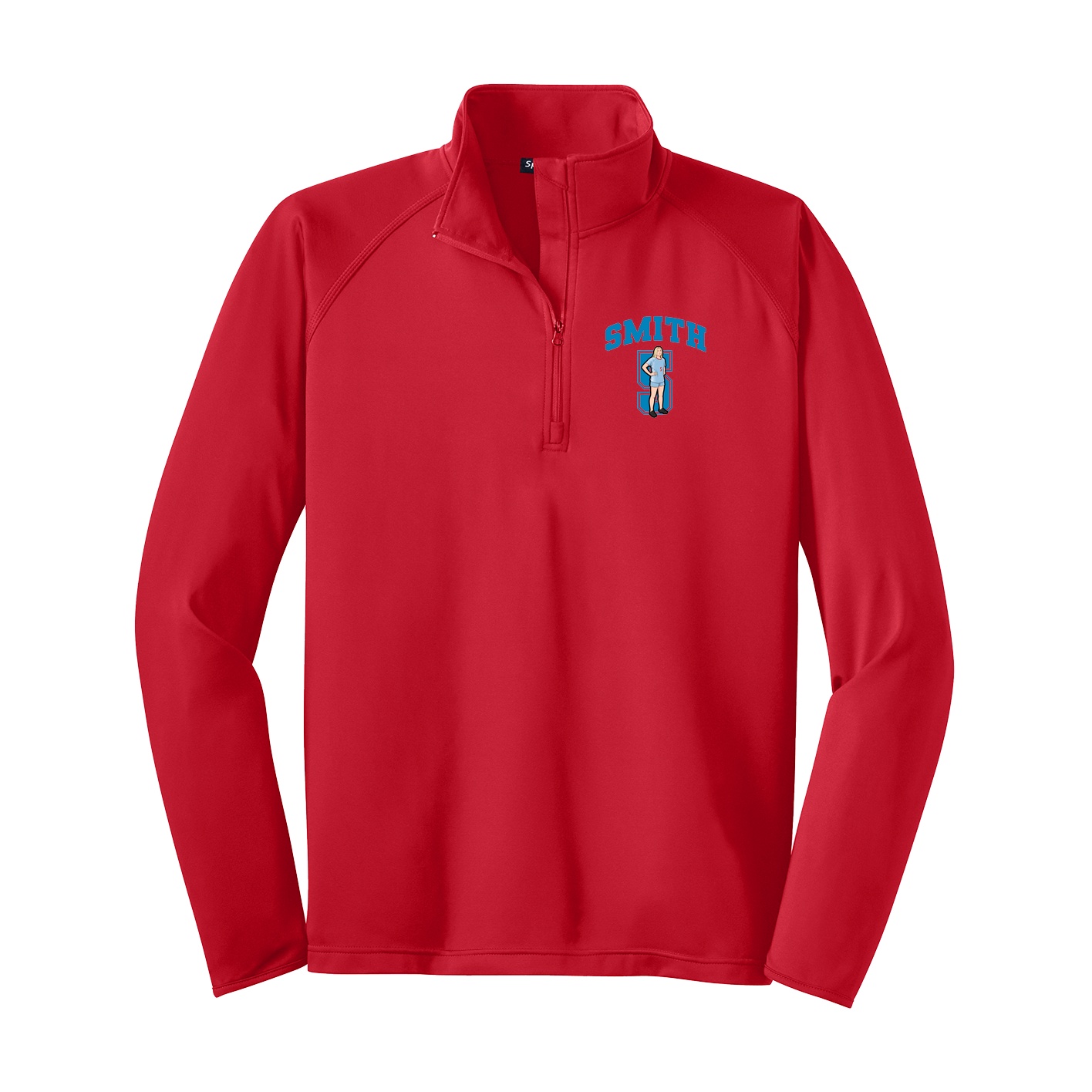 Q-Zip Pullover — Number in Red