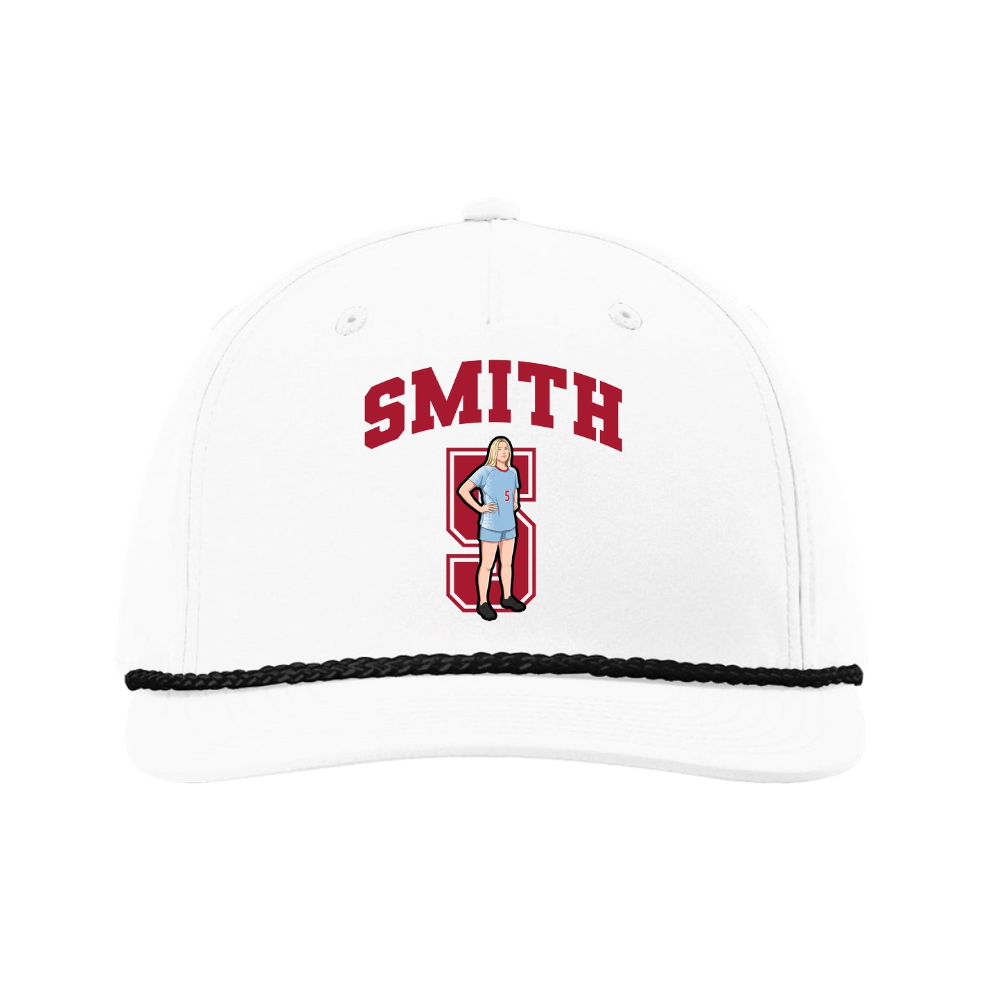 Five-Panel Classic Rope Cap — Number in White