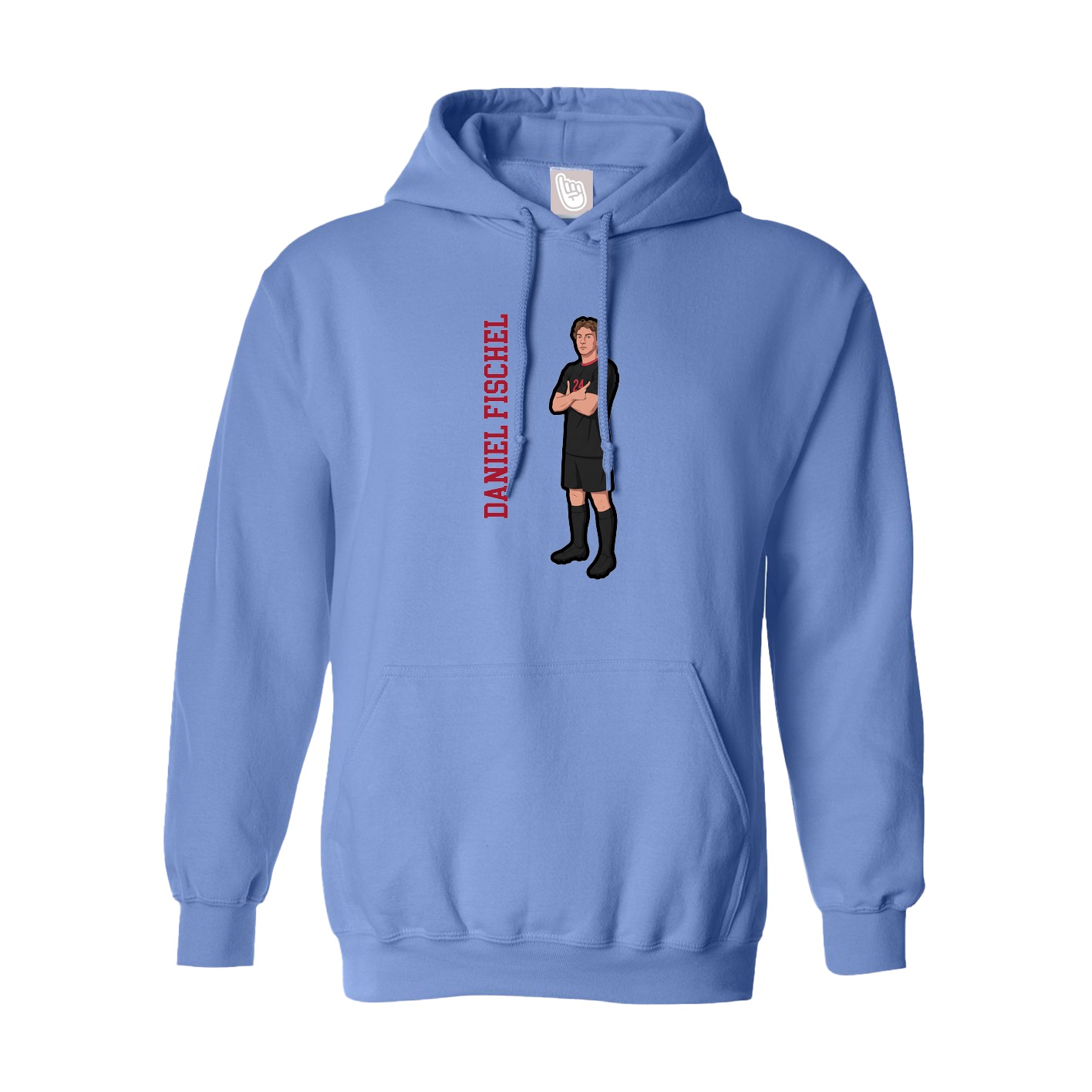 Youth Hoodie — Name Vertical in Powder Blue
