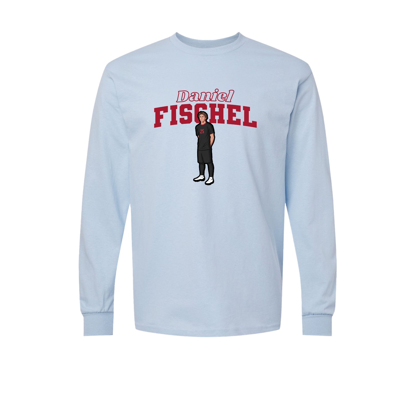 Long Sleeve Tee — Name Arch in Light Blue