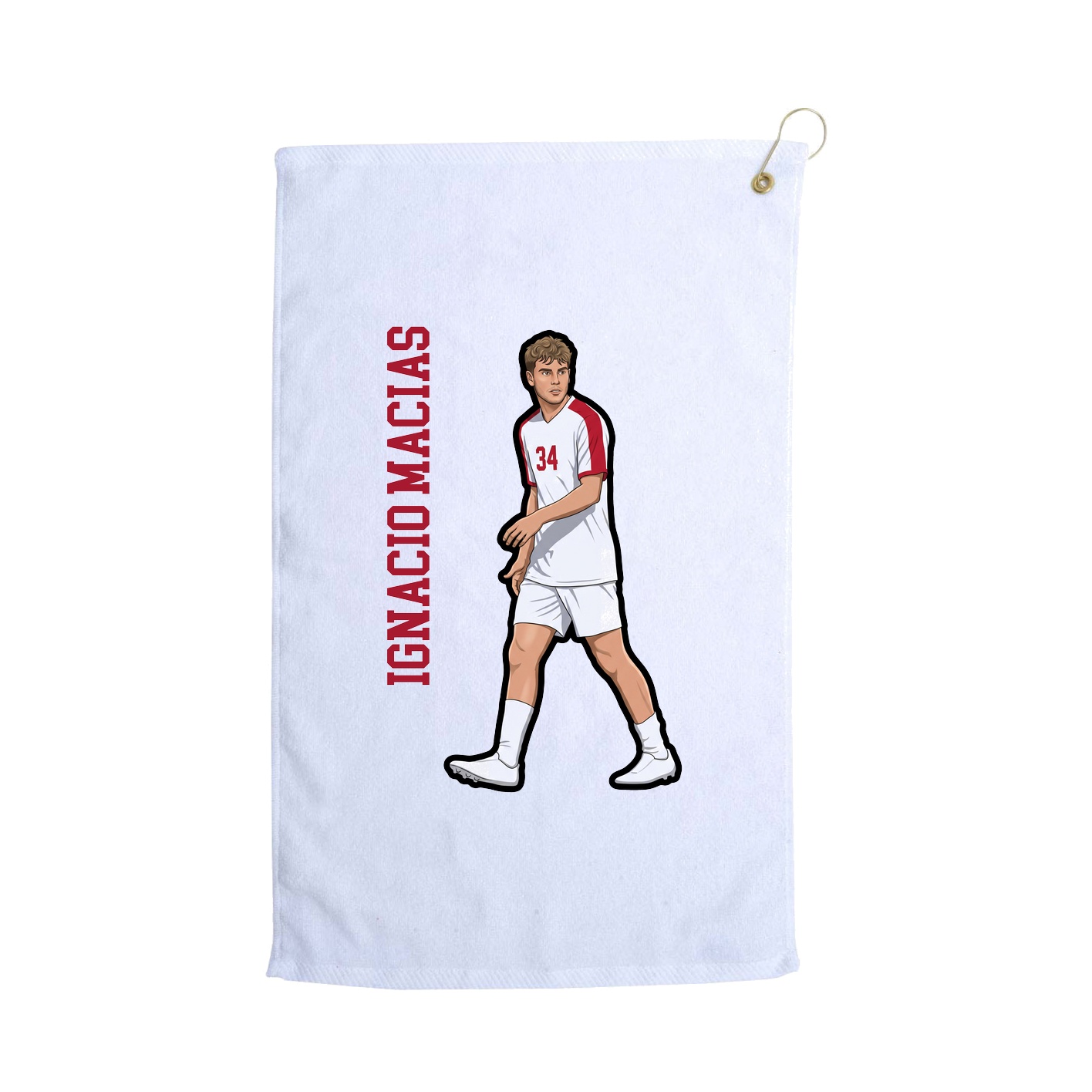 Golf Towel — Name Vertical in White
