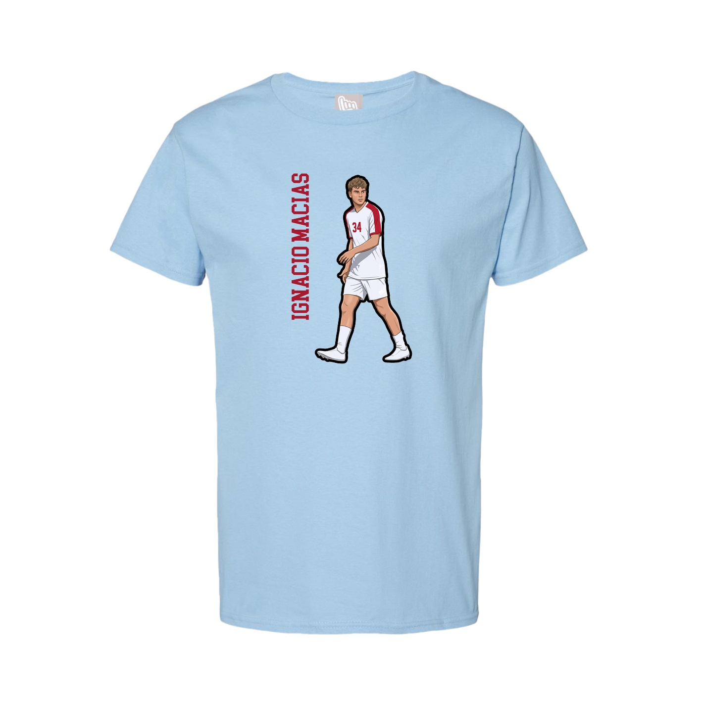 Tee — Name Vertical in Light Blue