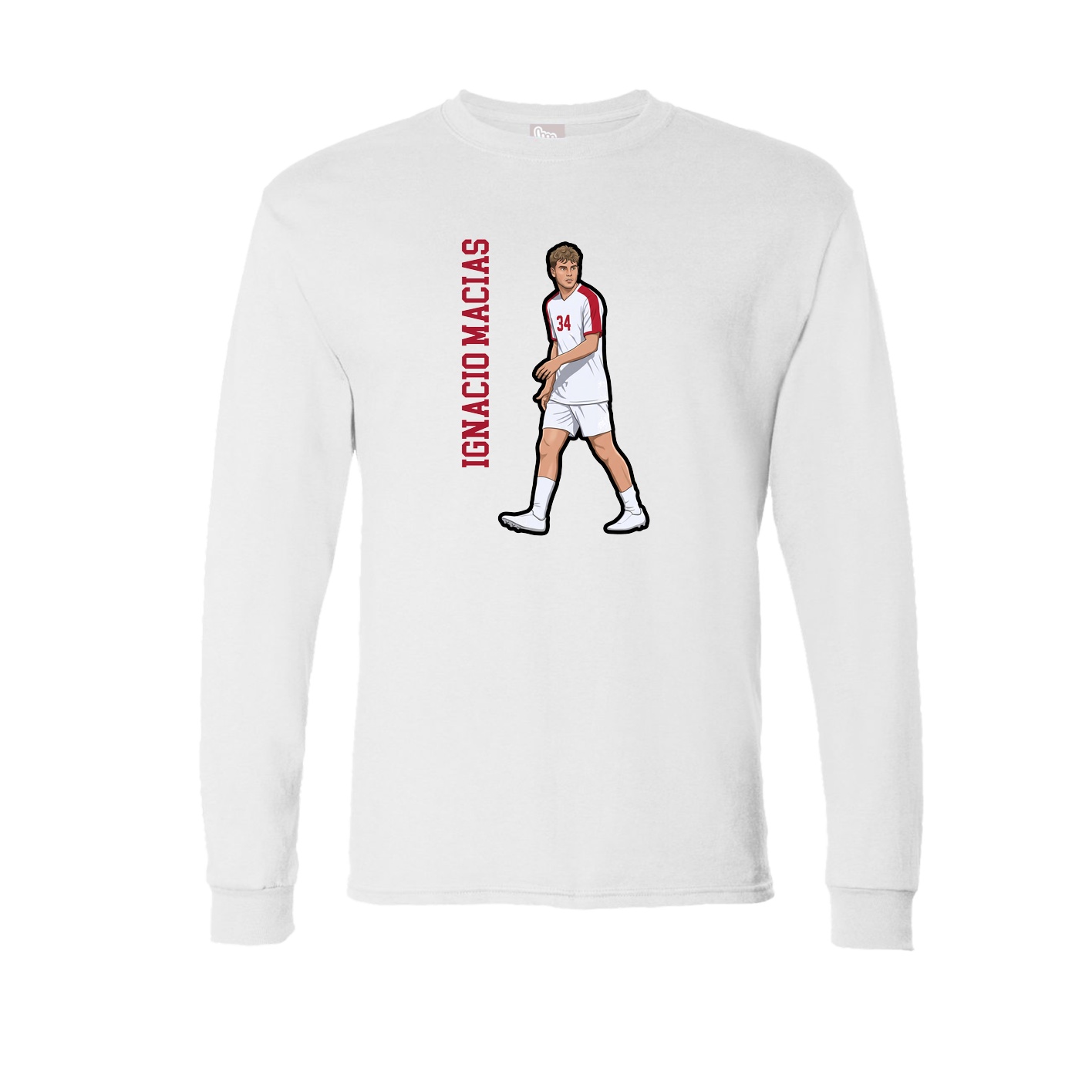 Long Sleeve Tee — Name Vertical in White