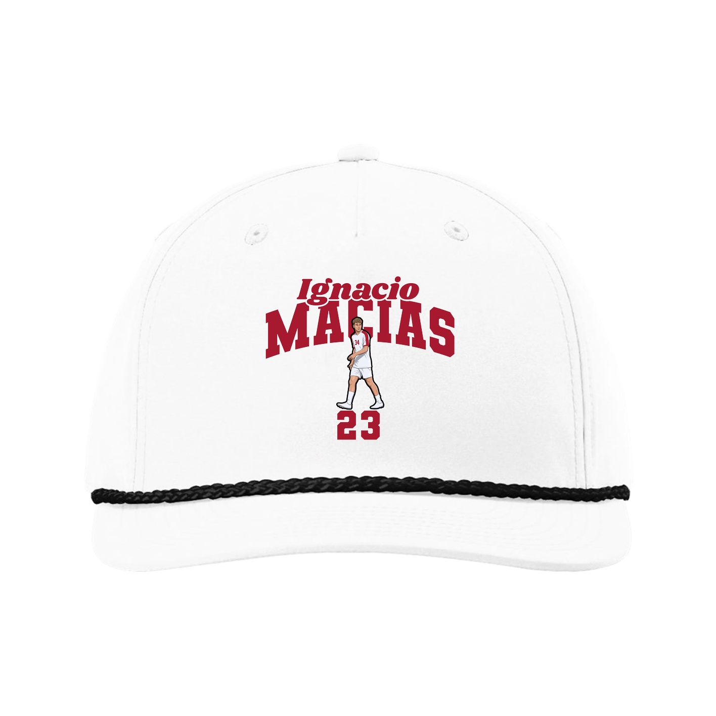 Five-Panel Classic Rope Cap — Signature Arch in White