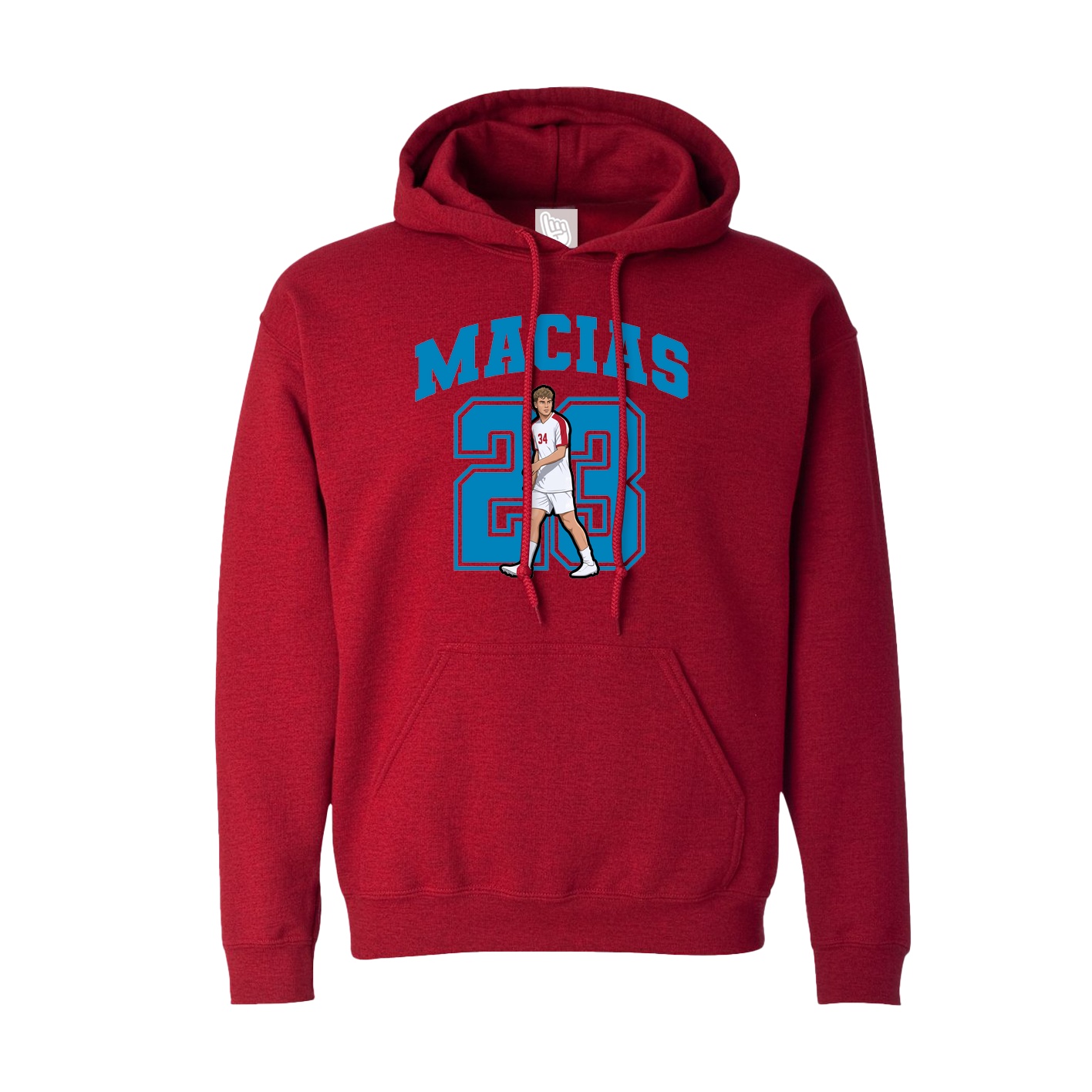 Hoodie — Number in Crimson