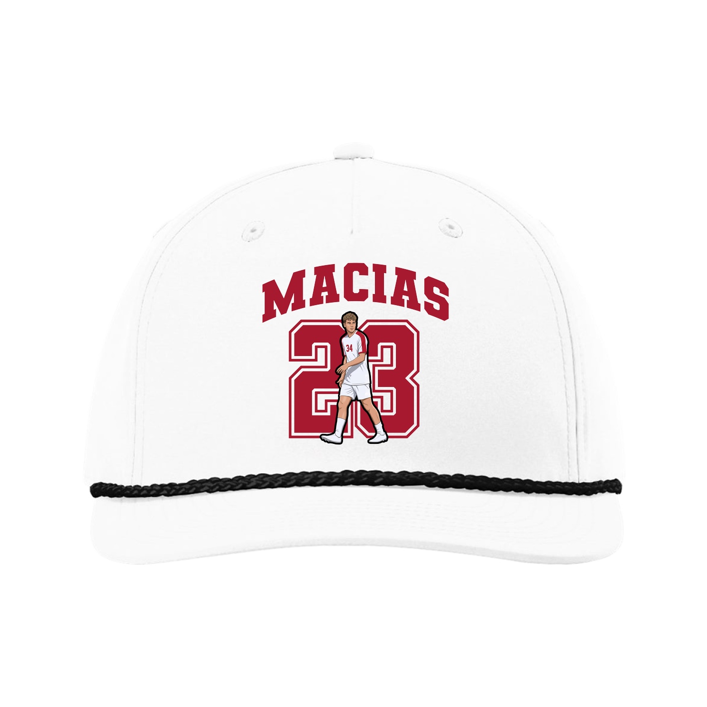 Five-Panel Classic Rope Cap — Number in White