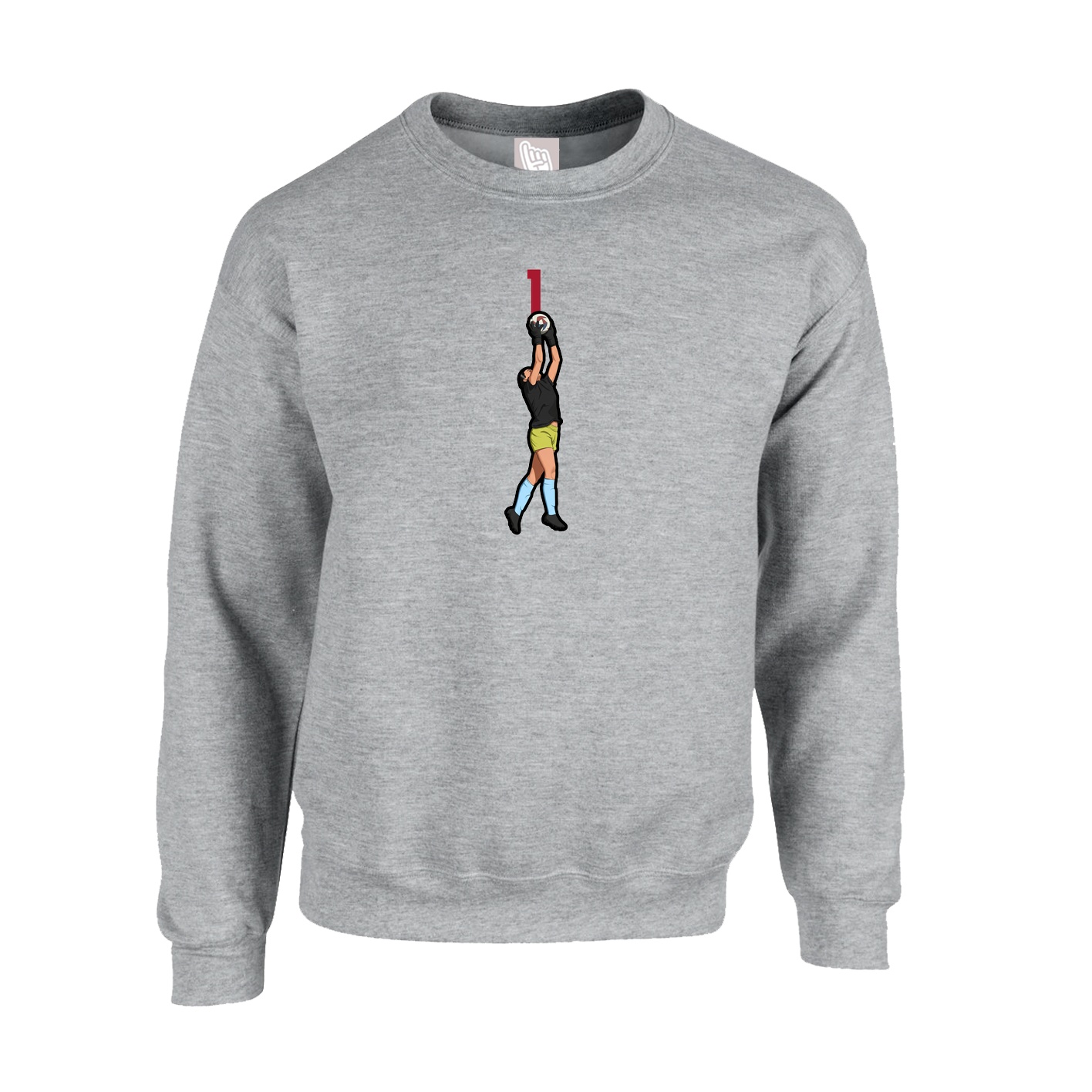 Fleece Crew — Number Top in Grey